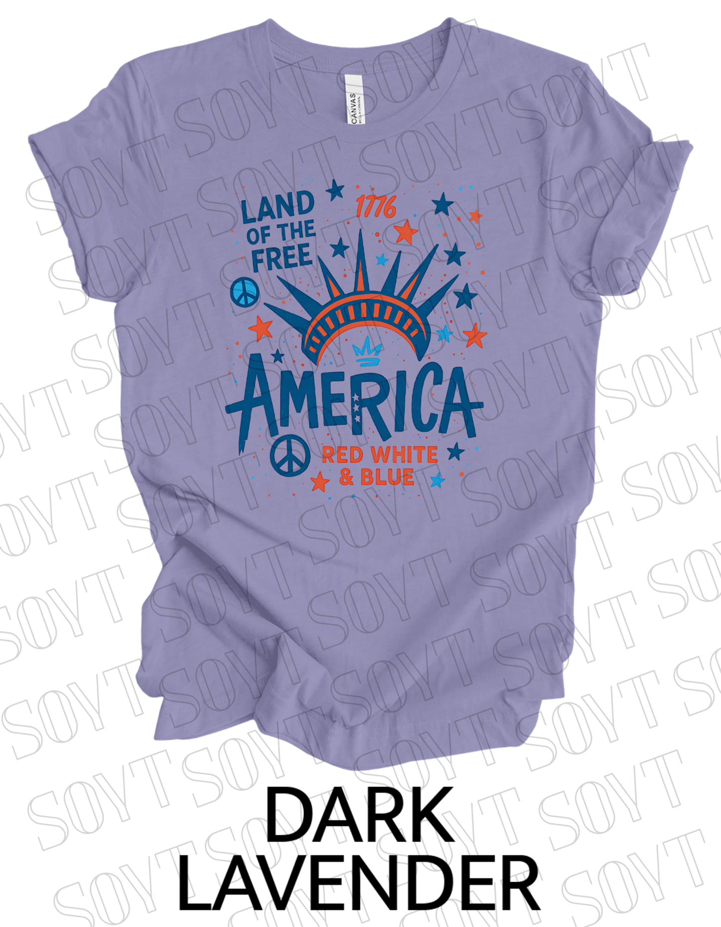 1776 Liberty Crown America T-Shirt – Land of the Free Red White & Blue Tee | Made in USA - Festive Apparel StoreDark Lavender