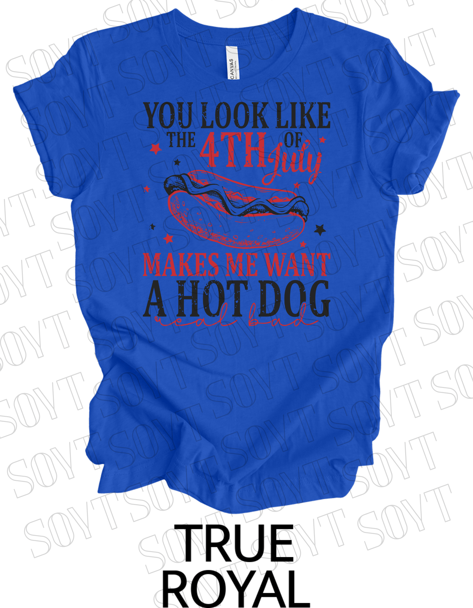 4th of July Hot Dog Quote T-Shirt – Bella+Canvas Funny Patriotic Tee - Festive Apparel StoreRoyal Blue