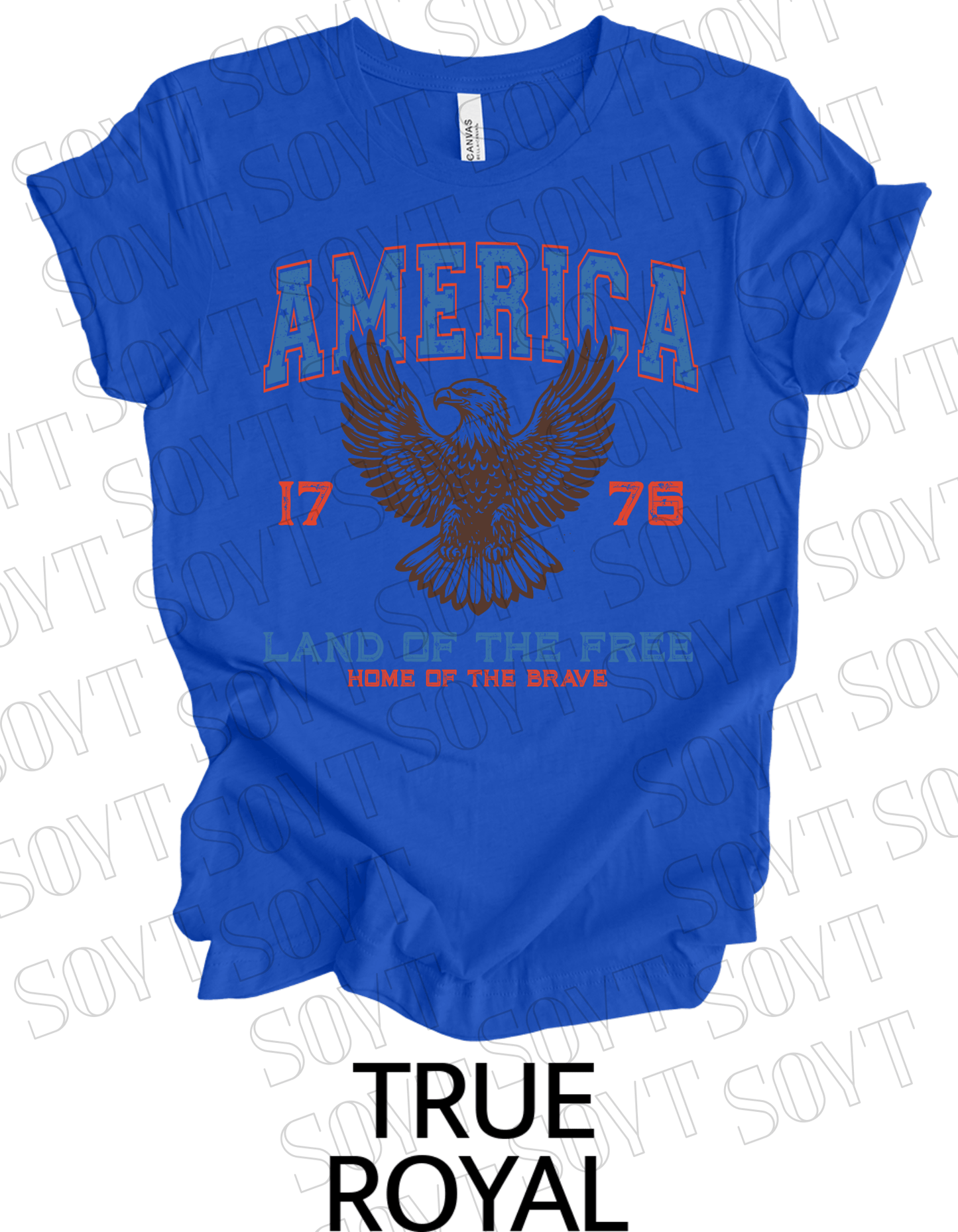 America Eagle 1776 T-Shirt – Bella+Canvas Patriotic Vintage Graphic Tee - Festive Apparel StoreRoyal Blue