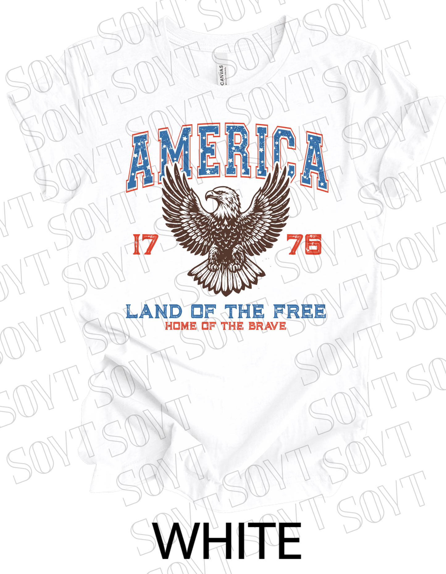 America Eagle 1776 T-Shirt – Bella+Canvas Patriotic Vintage Graphic Tee - Festive Apparel StoreWhite