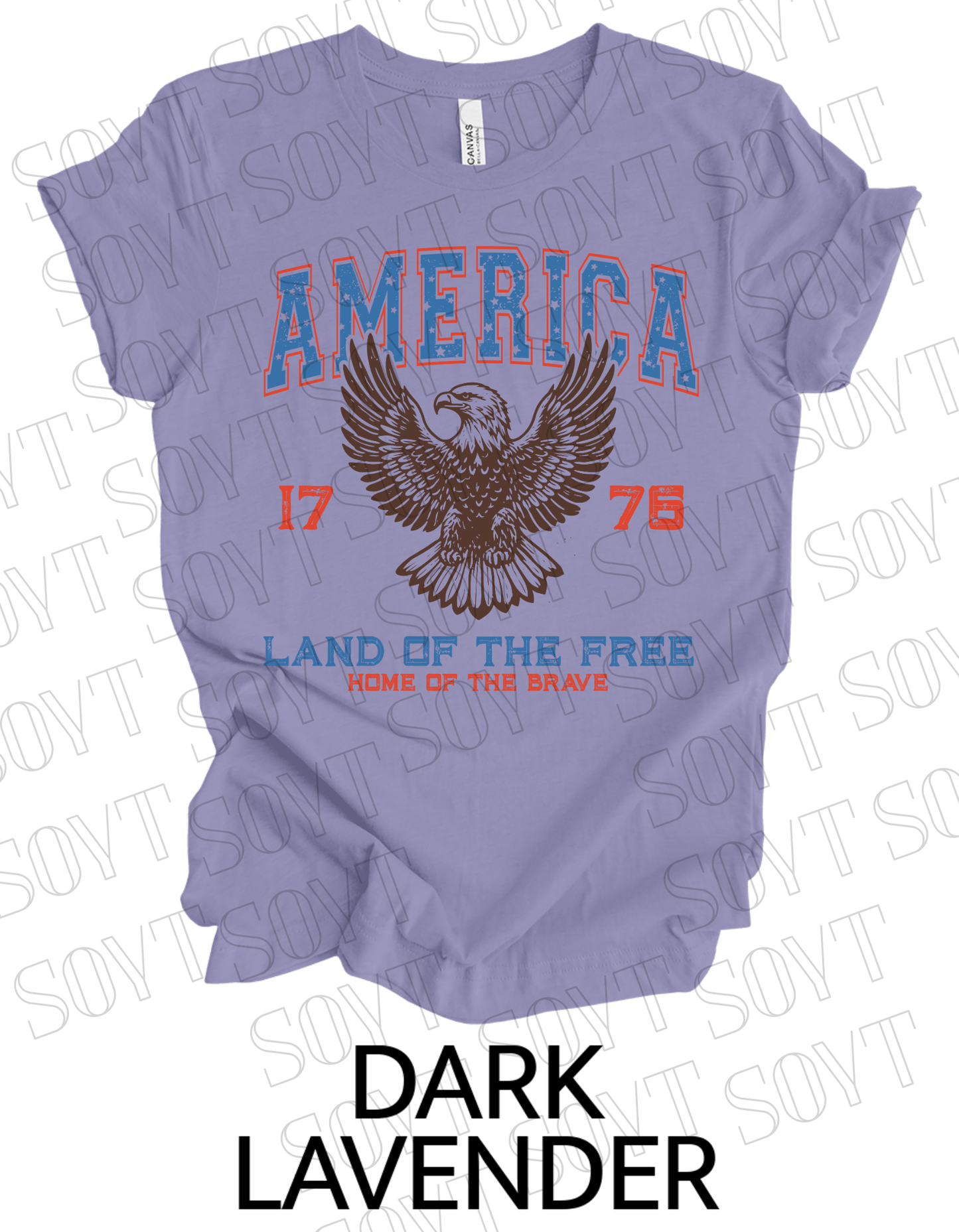 America Eagle 1776 T-Shirt – Bella+Canvas Patriotic Vintage Graphic Tee - Festive Apparel StoreDark Lavender