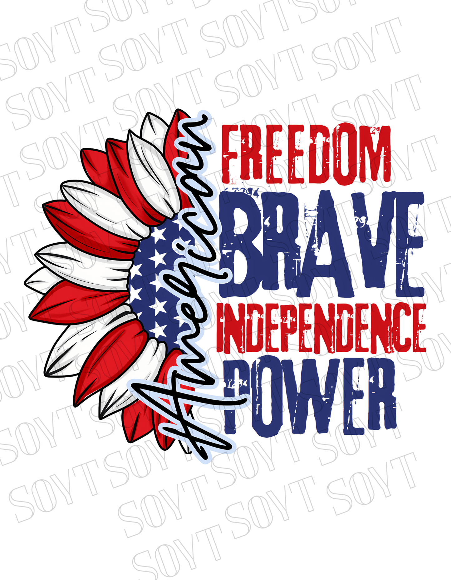 American Sunflower T-Shirt – Freedom, Brave, Independence & Power | Made in USA - Festive Apparel StoreWhite
