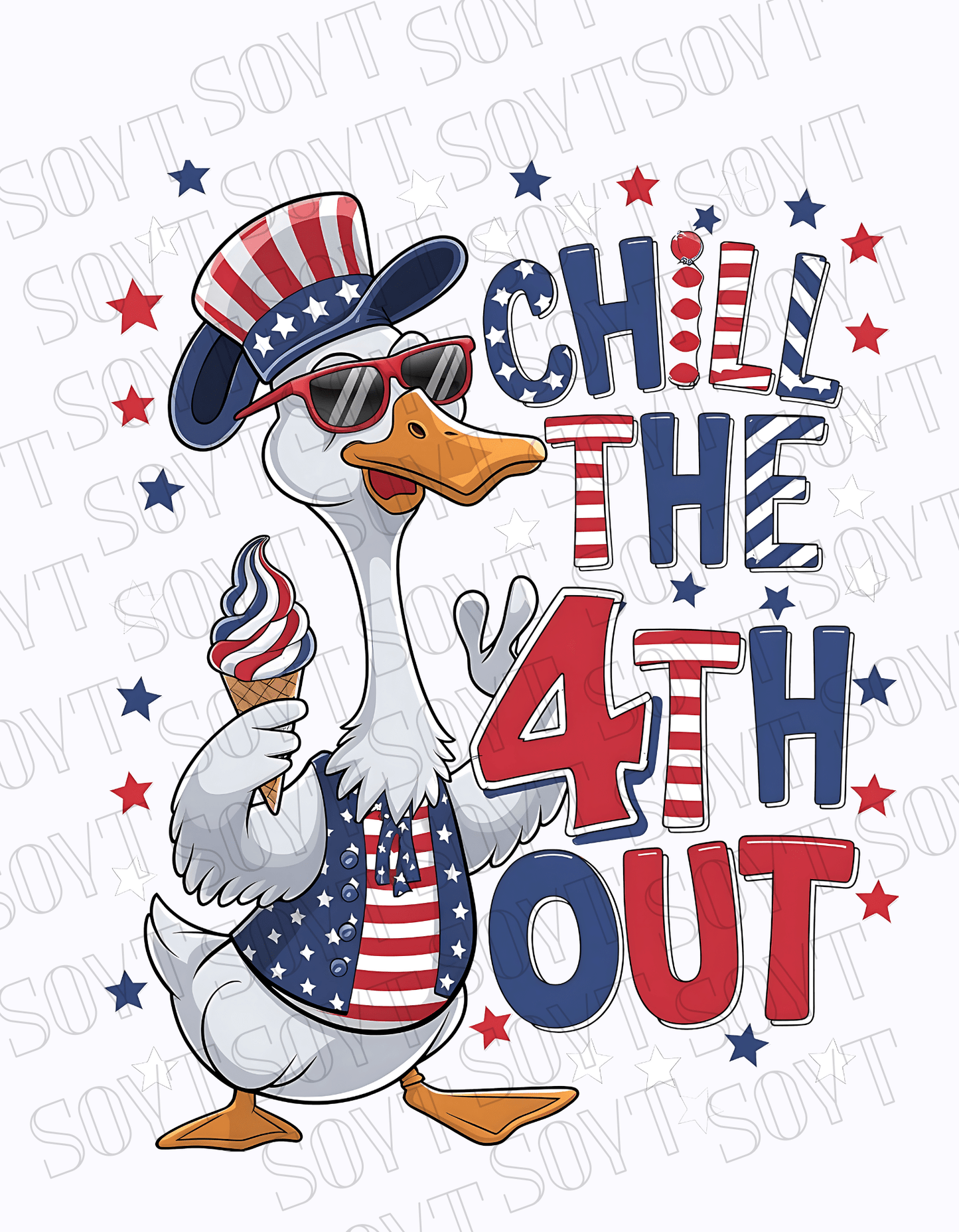 Chill the 4th Out T-Shirt – Funny Patriotic Duck Shirt | Made in USA - Festive Apparel StoreBaby Blue