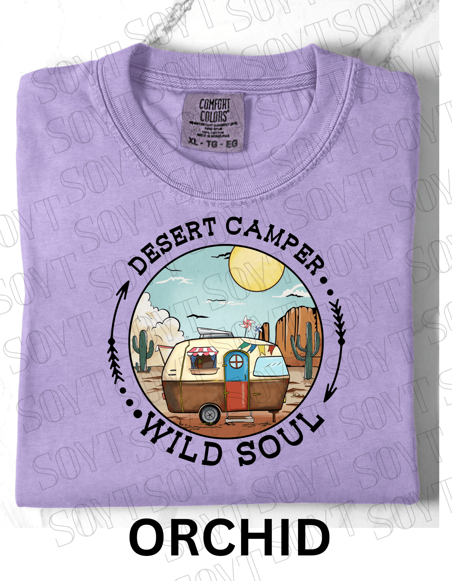 Desert Camper Wild Soul T-Shirt – Vintage Boho RV & Cactus Graphic Tee - Festive Apparel StoreOrchid