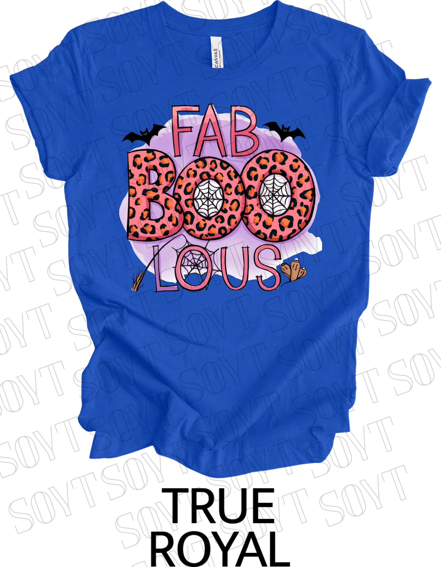 FAB - BOO - LOUS Halloween T-Shirt – Leopard Print Spider Web & Bats Graphic Tee - Festive Apparel StoreRoyal Blue