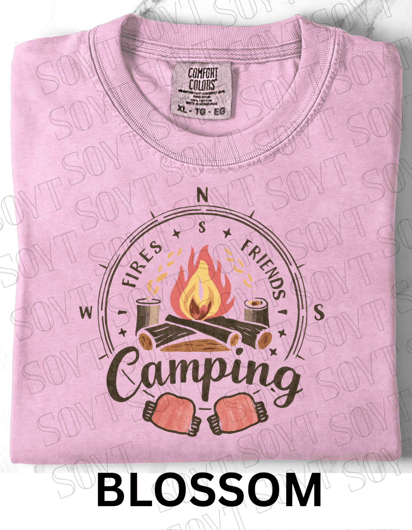 Fires Friends Camping T-Shirt – Compass Campfire Graphic Tee - Festive Apparel StoreBlossom