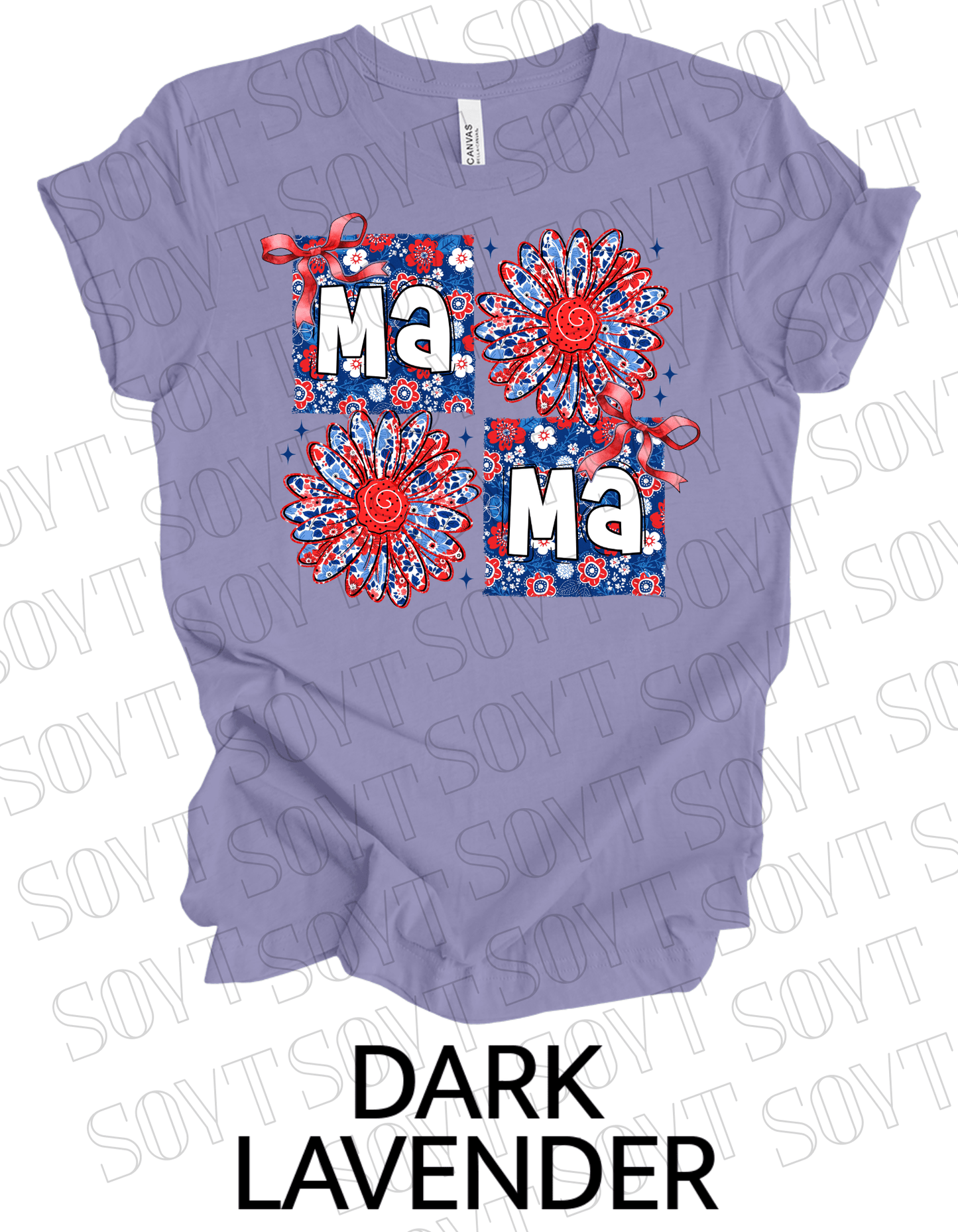 Floral Patriotic Mama Shirt – Red White & Blue Daisy Graphic Tee | 4th of July Mom USA - Festive Apparel StoreDark Lavender