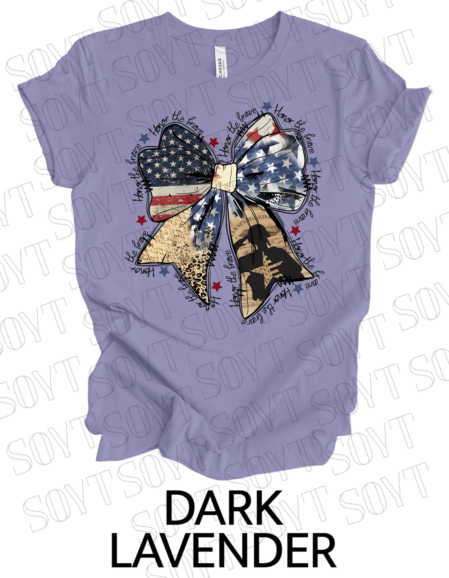 Honor the Brave Military Tribute T-Shirt – Bella+Canvas Patriotic Graphic Tee - Festive Apparel StoreDark Lavender