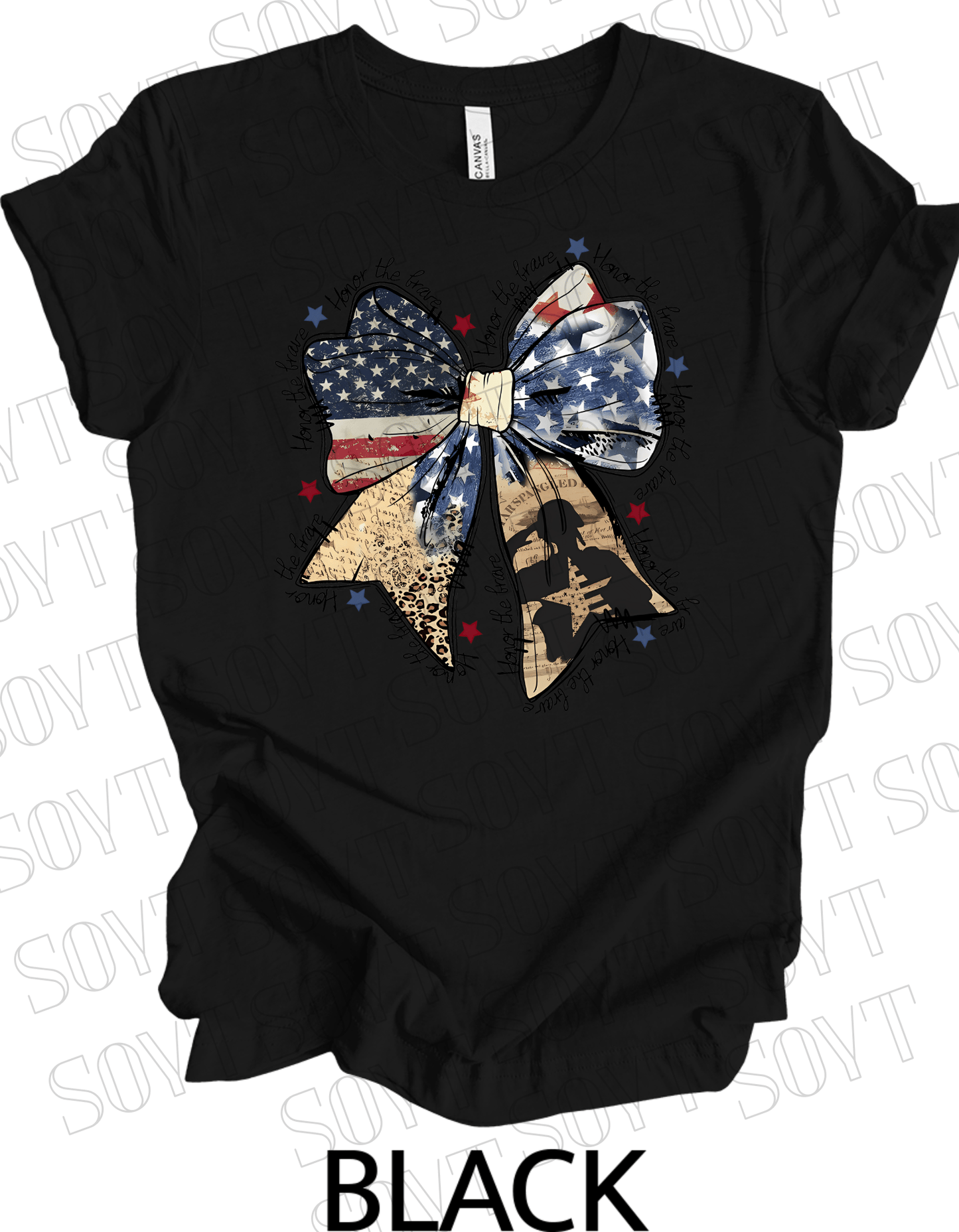 Honor the Brave Military Tribute T-Shirt – Bella+Canvas Patriotic Graphic Tee - Festive Apparel StoreBlack