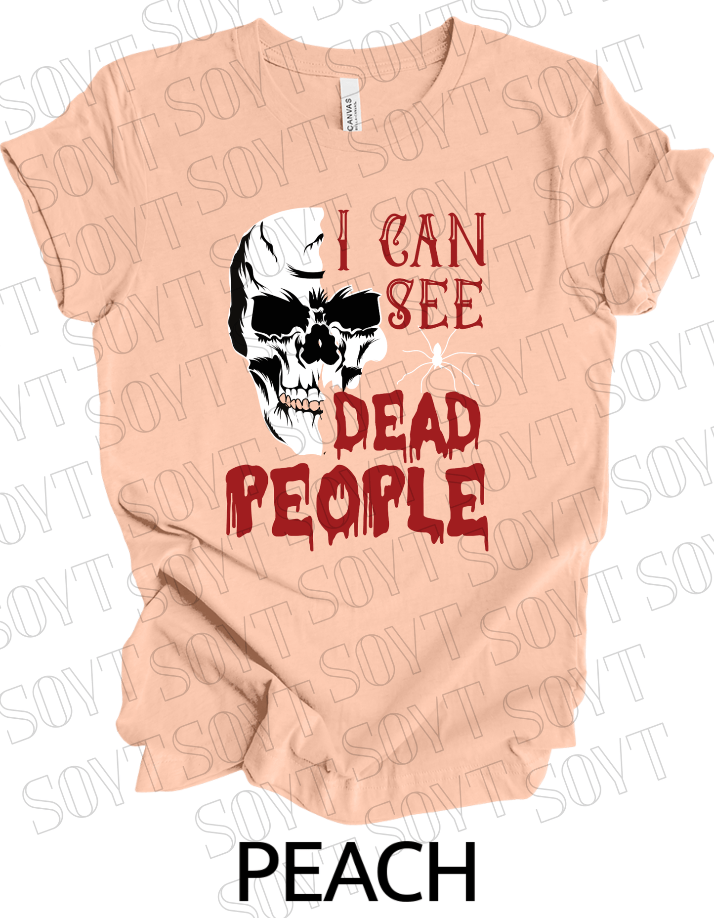 "I Can See Dead People" Halloween T-Shirt – Gothic Skull Horror Graphic Tee - Festive Apparel StorePeach
