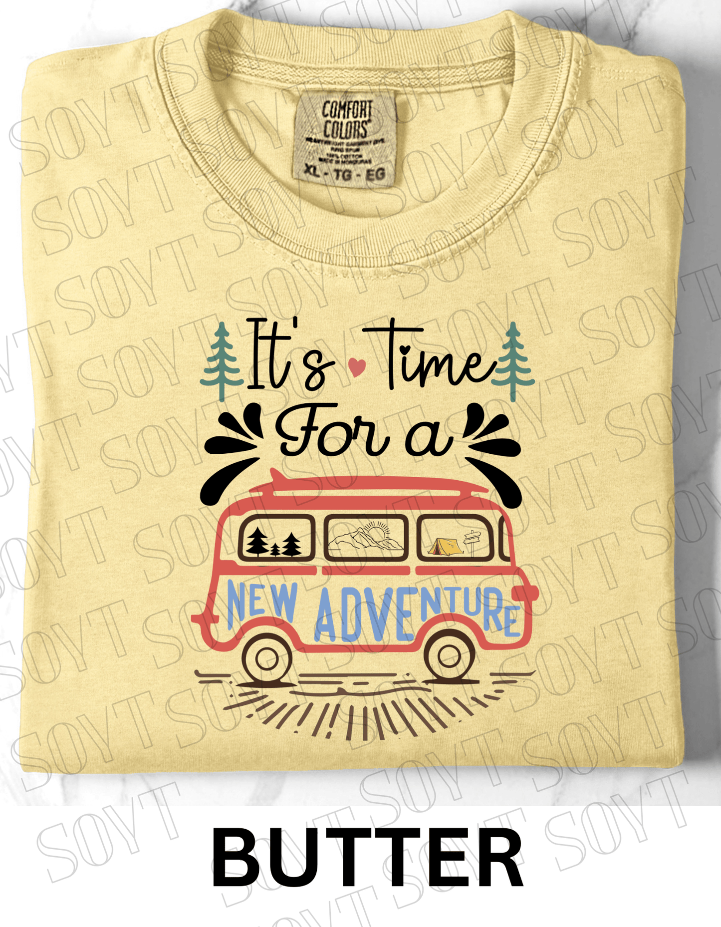 It’s Time for a New Adventure T-Shirt – Retro Van Life Camping Graphic Tee - Festive Apparel StoreButter
