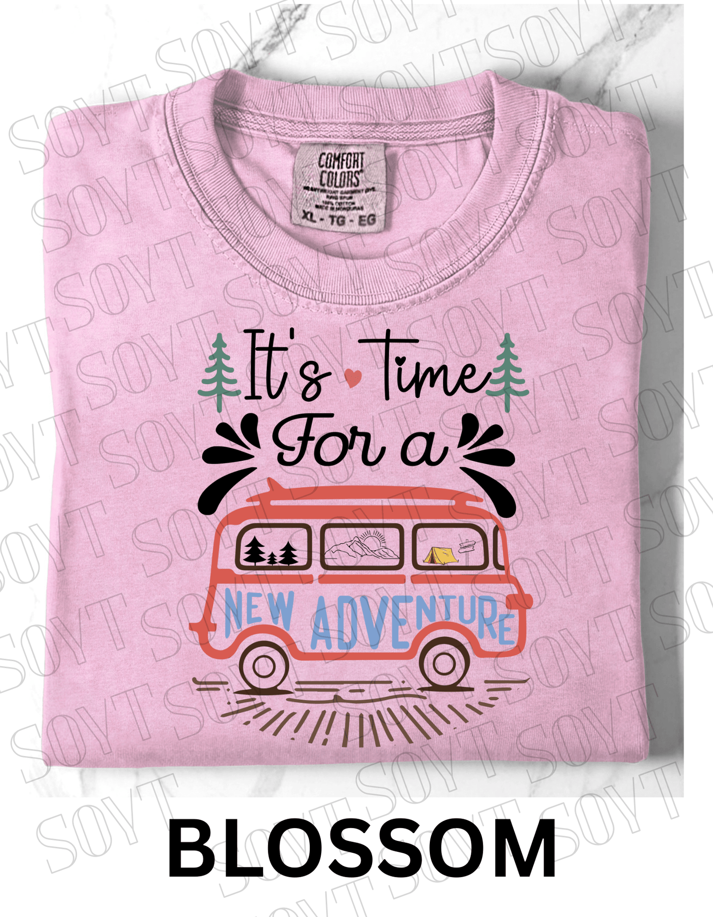 It’s Time for a New Adventure T-Shirt – Retro Van Life Camping Graphic Tee - Festive Apparel StoreBlossom