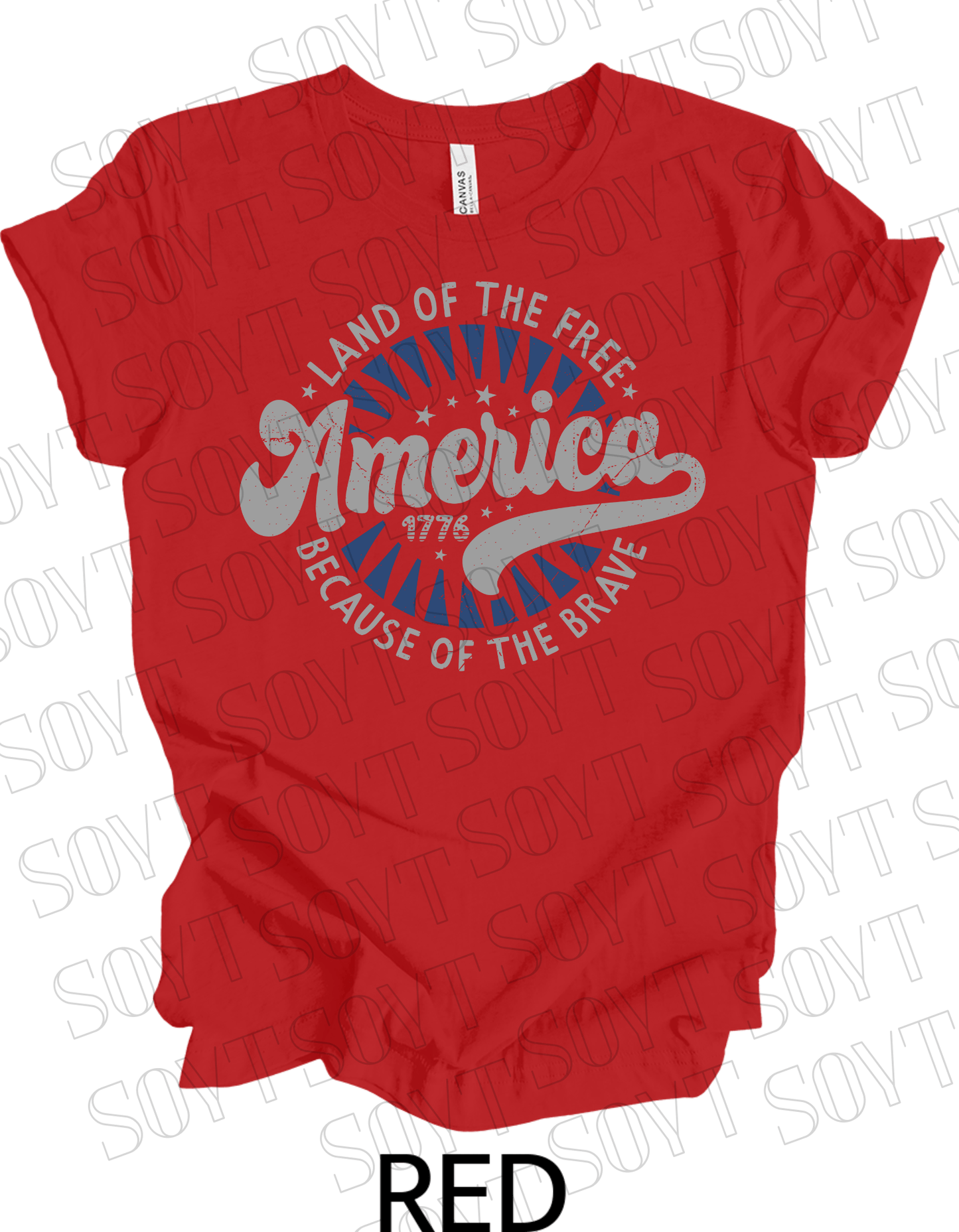 Land of the Free America 1776 T-Shirt – Vintage Patriotic Tee | Made in USA - Festive Apparel StoreRed