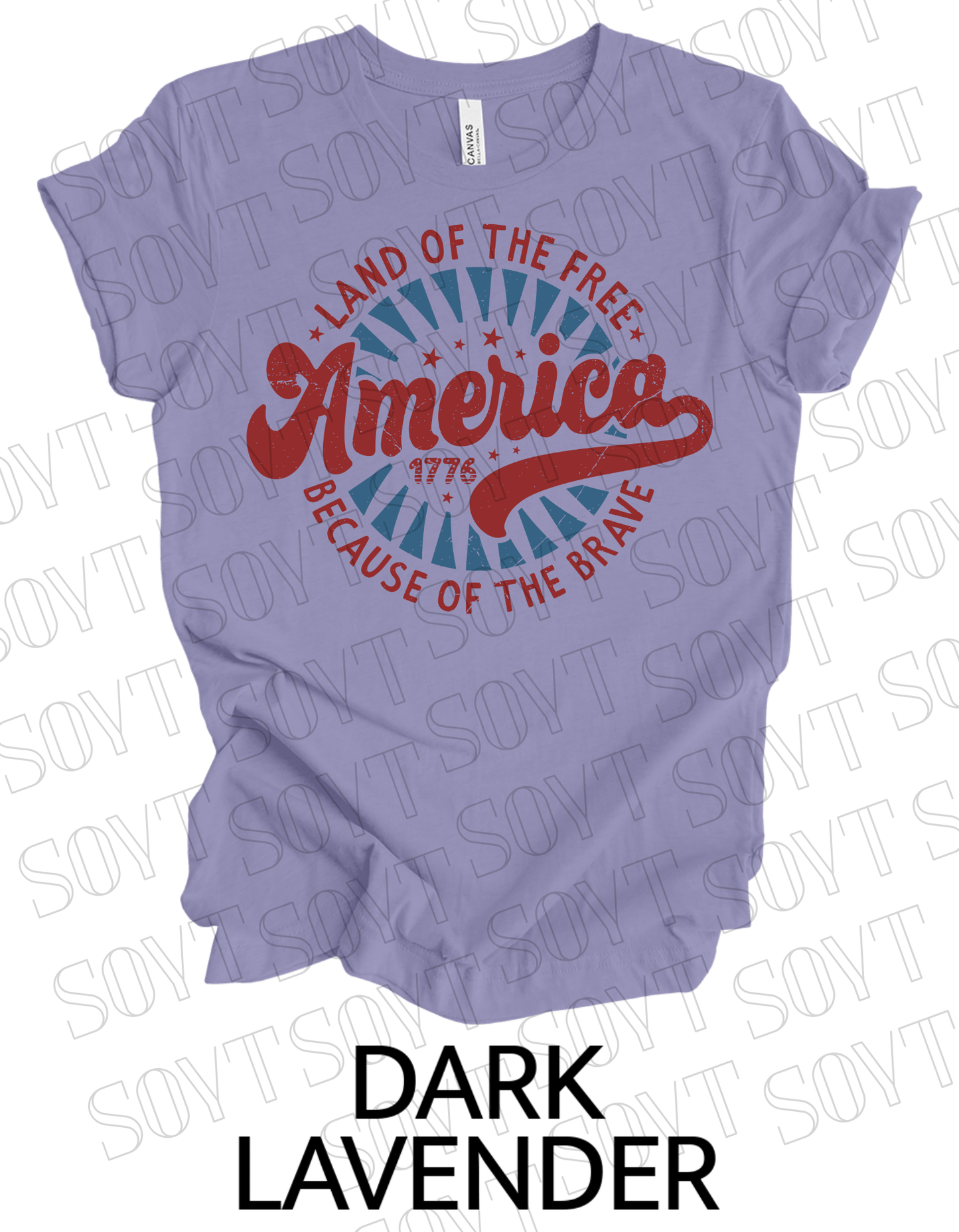 Land of the Free America 1776 T-Shirt – Vintage Patriotic Tee | Made in USA - Festive Apparel StoreDark Lavender