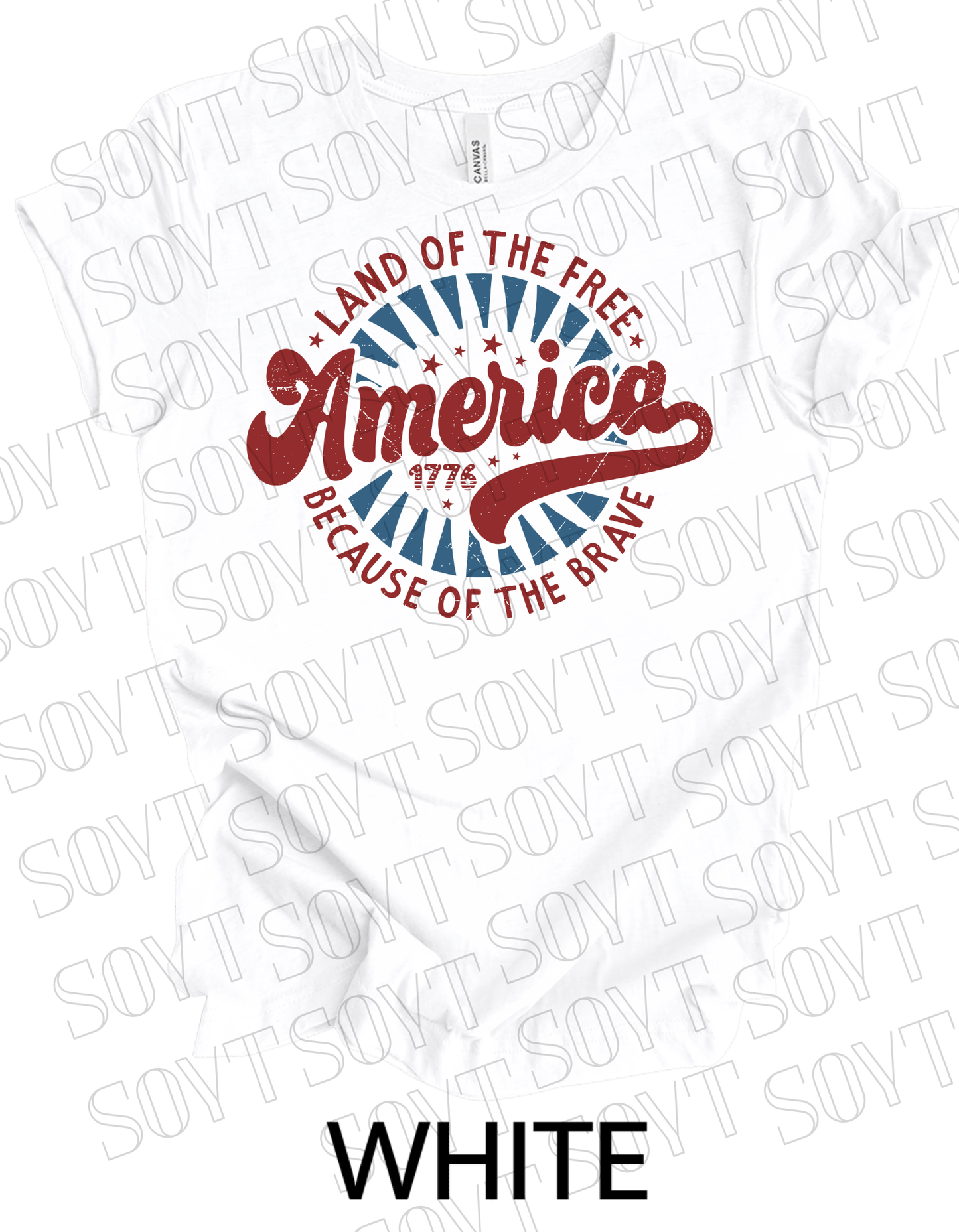 Land of the Free America 1776 T-Shirt – Vintage Patriotic Tee | Made in USA - Festive Apparel StoreWhite
