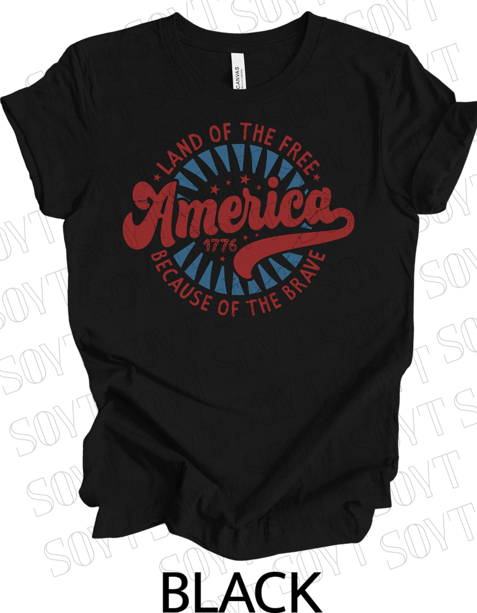 Land of the Free America 1776 T-Shirt – Vintage Patriotic Tee | Made in USA - Festive Apparel StoreBlack