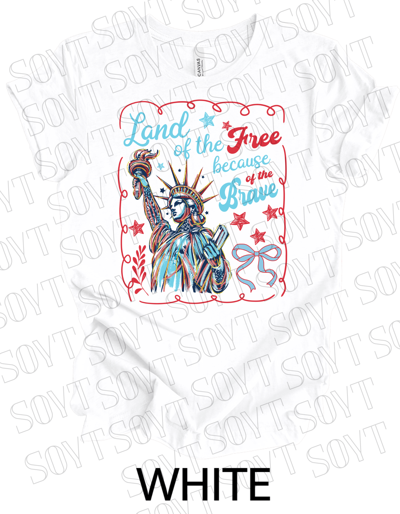 Land of the Free Liberty Tee – Patriotic Statue of Liberty Shirt | Made in USA - Festive Apparel StoreWhite