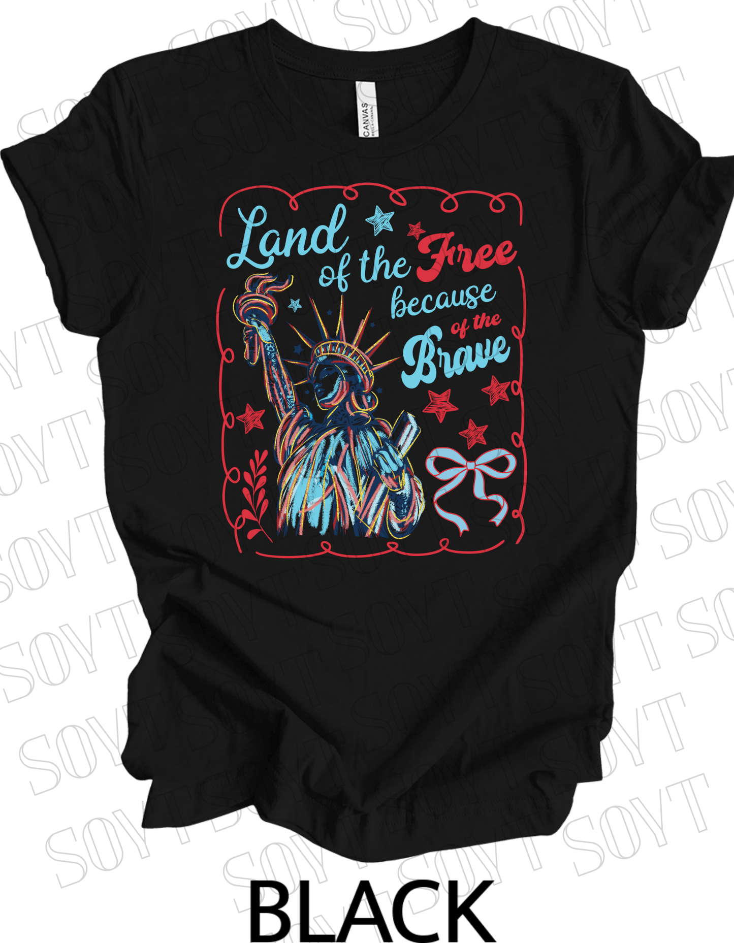 Land of the Free Liberty Tee – Patriotic Statue of Liberty Shirt | Made in USA - Festive Apparel StoreBlack