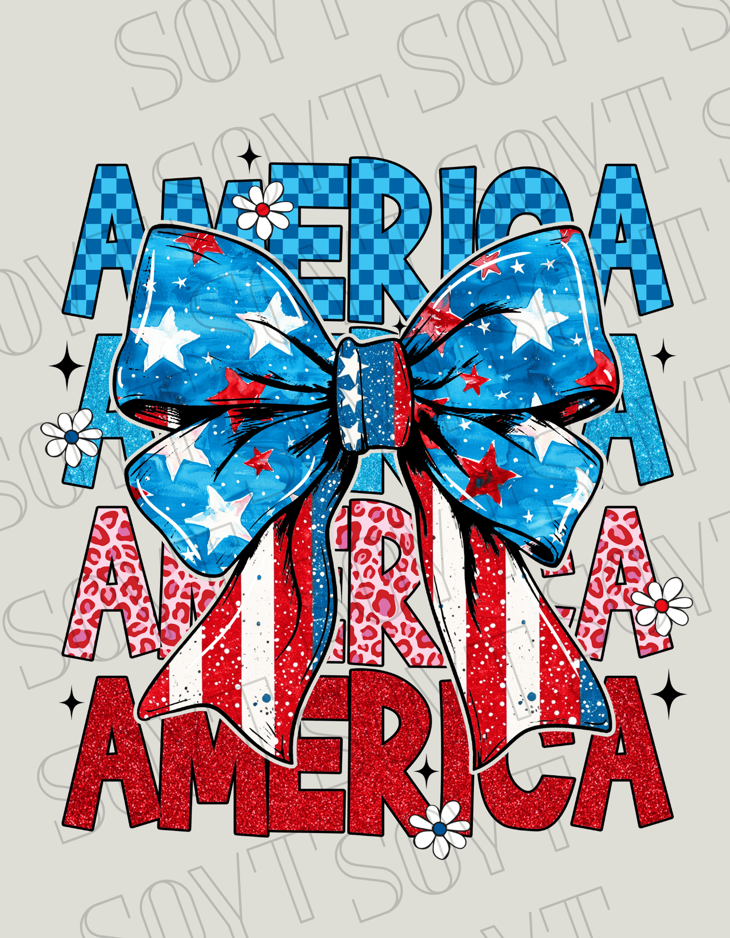 Layered AMERICA Bow T-Shirt – Bella+Canvas Patriotic Feminine Tee - Festive Apparel StoreRed