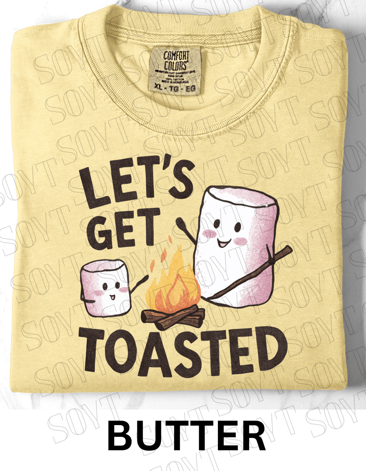 Let’s Get Toasted T-Shirt – Funny Marshmallow Campfire Graphic Tee - Festive Apparel StoreButter
