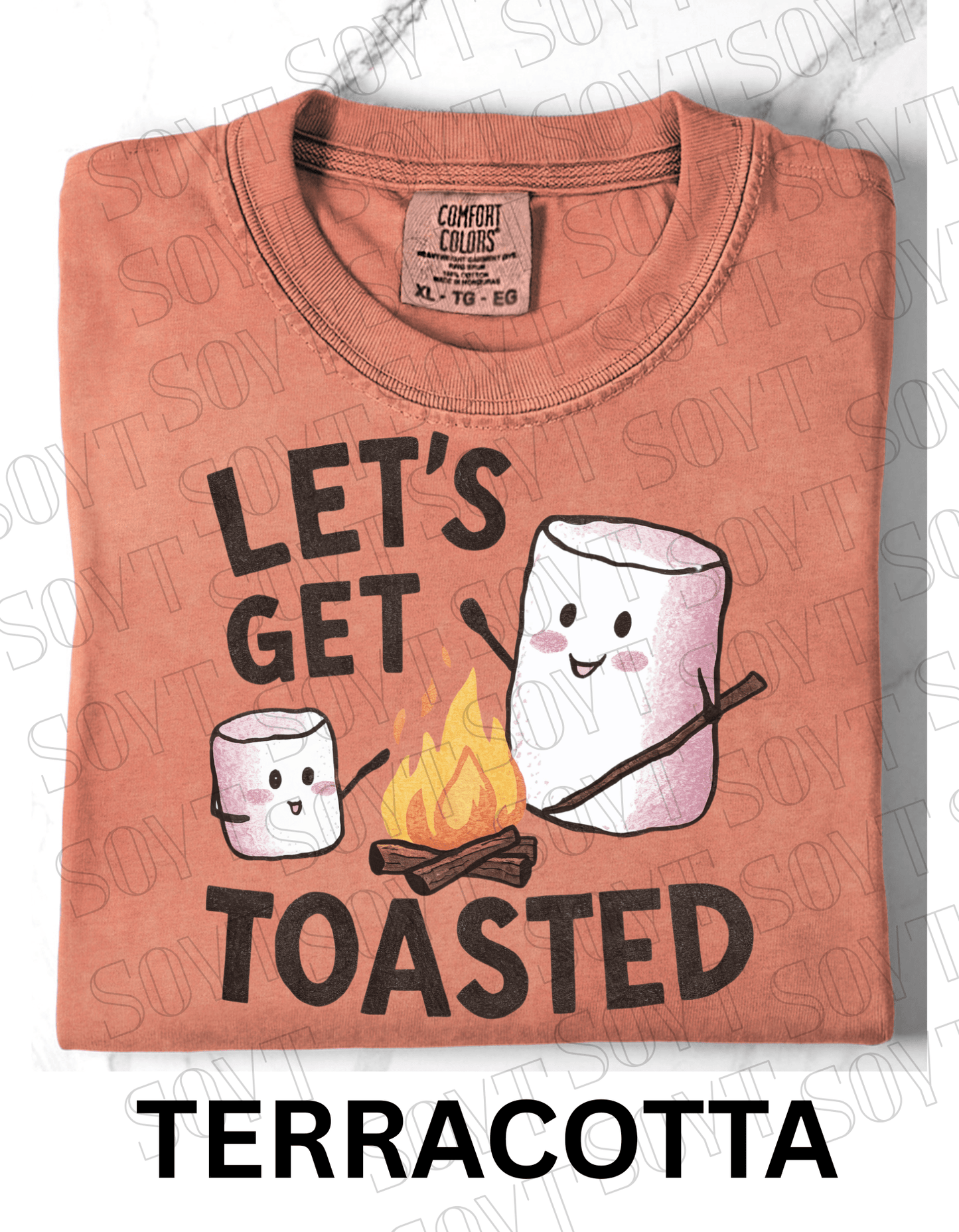 Let’s Get Toasted T-Shirt – Funny Marshmallow Campfire Graphic Tee - Festive Apparel StoreTerracotta