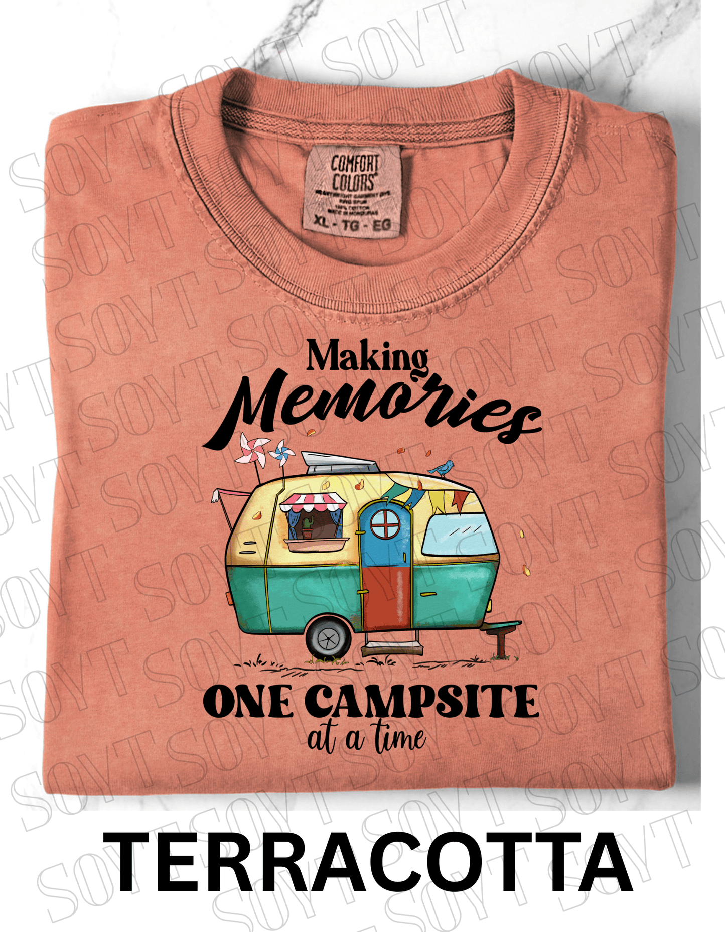 Making Memories One Campsite at a Time T-Shirt – Retro Camper Graphic Tee - Festive Apparel StoreTerracotta