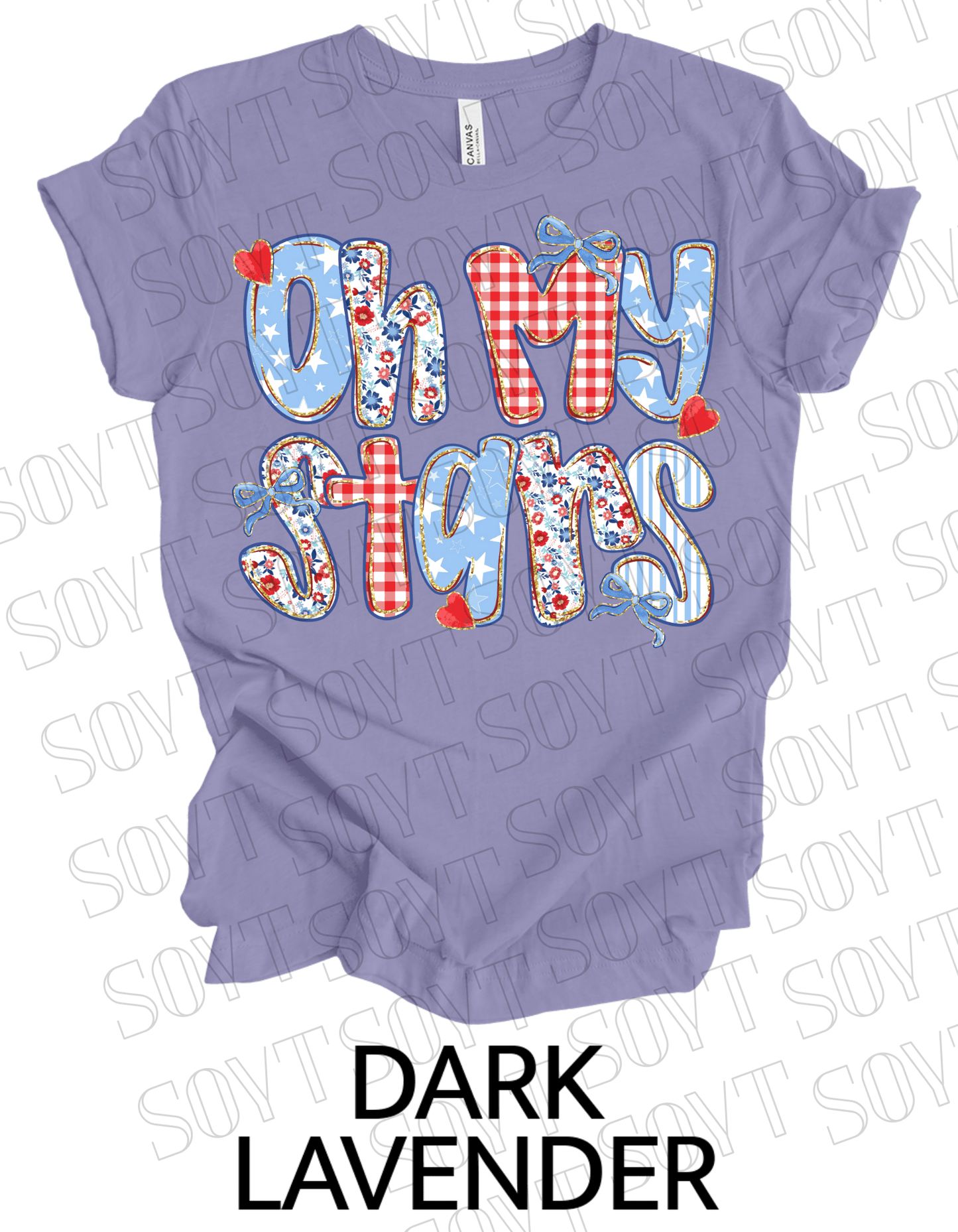 Oh My Stars T-Shirt – Cute Patriotic Floral 4th of July Tee | Made in USA - Festive Apparel StoreDark Lavender