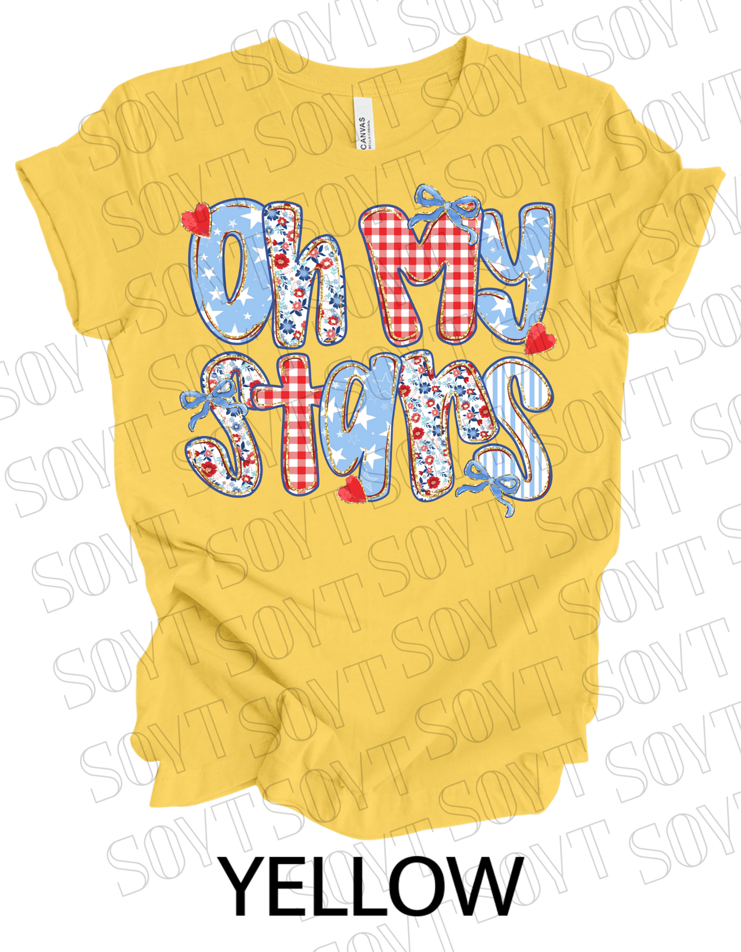 Oh My Stars T-Shirt – Cute Patriotic Floral 4th of July Tee | Made in USA - Festive Apparel StoreYellow