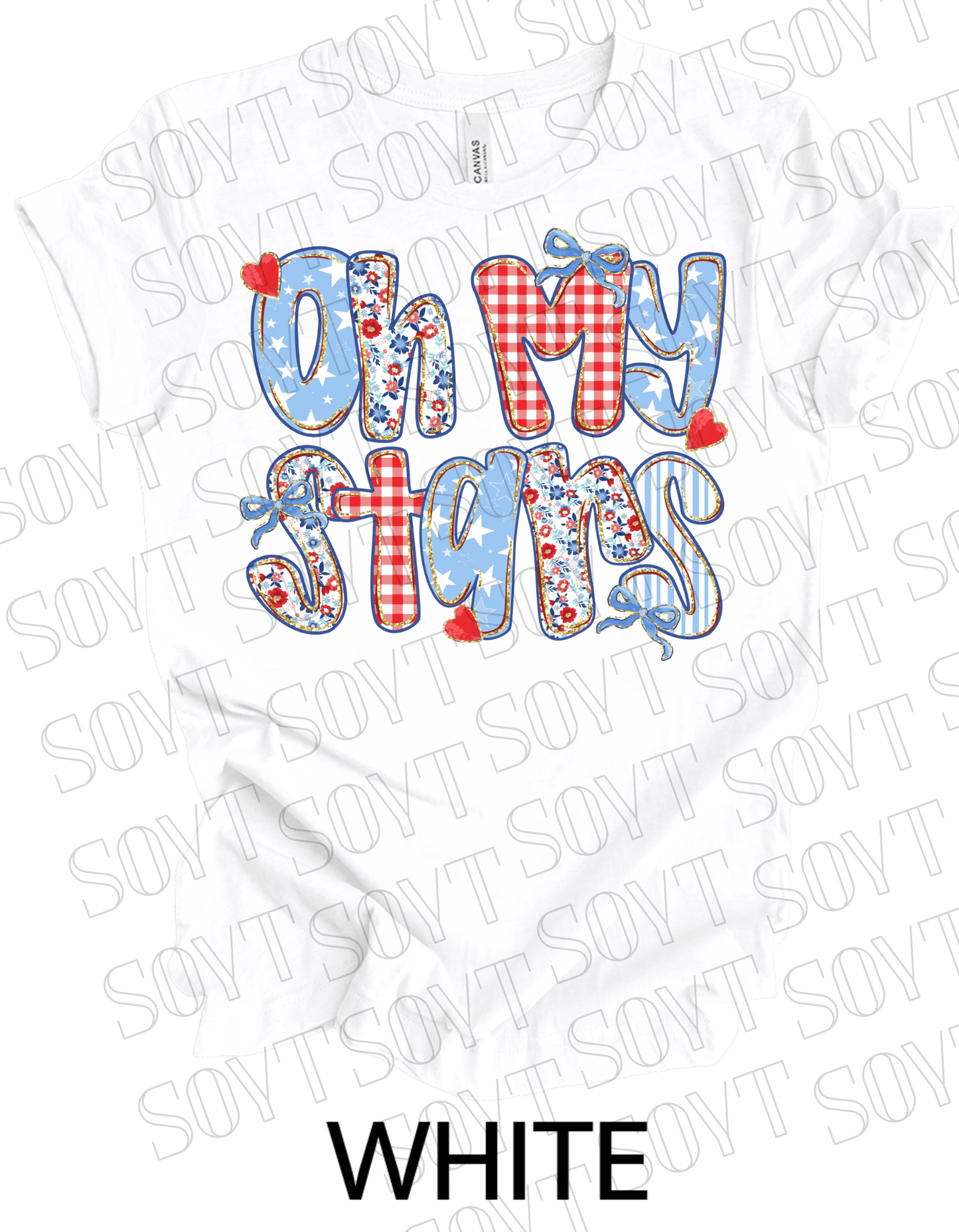 Oh My Stars T-Shirt – Cute Patriotic Floral 4th of July Tee | Made in USA - Festive Apparel StoreWhite