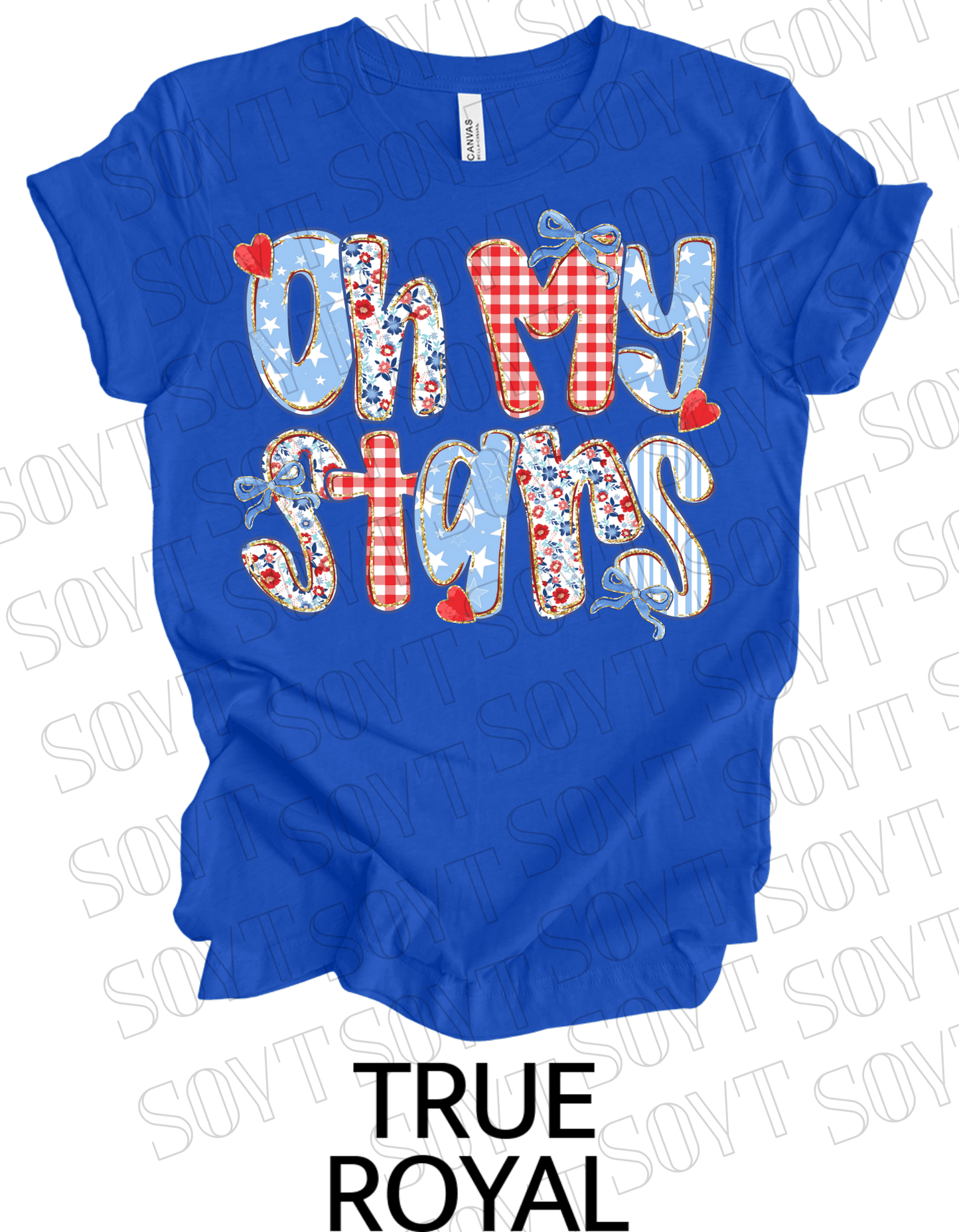 Oh My Stars T-Shirt – Cute Patriotic Floral 4th of July Tee | Made in USA - Festive Apparel StoreRoyal Blue
