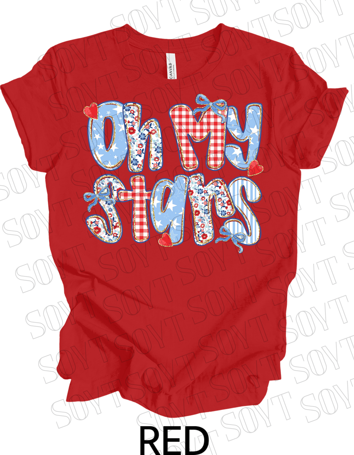 Oh My Stars T-Shirt – Cute Patriotic Floral 4th of July Tee | Made in USA - Festive Apparel StoreRed