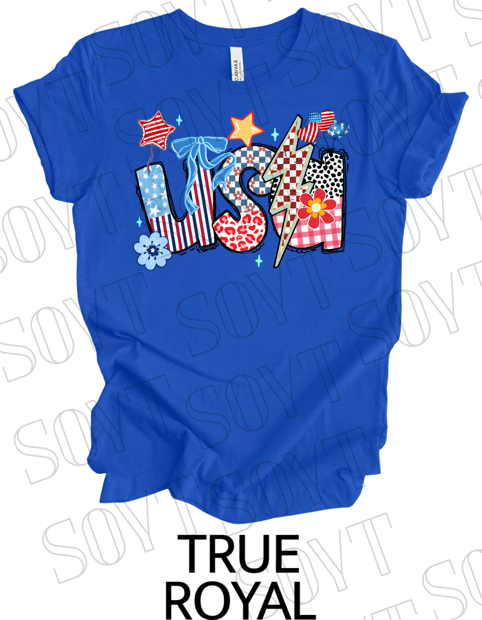 Patchwork USA T-Shirt – Bella+Canvas Bold Patriotic Graphic Tee - Festive Apparel StoreRoyal Blue