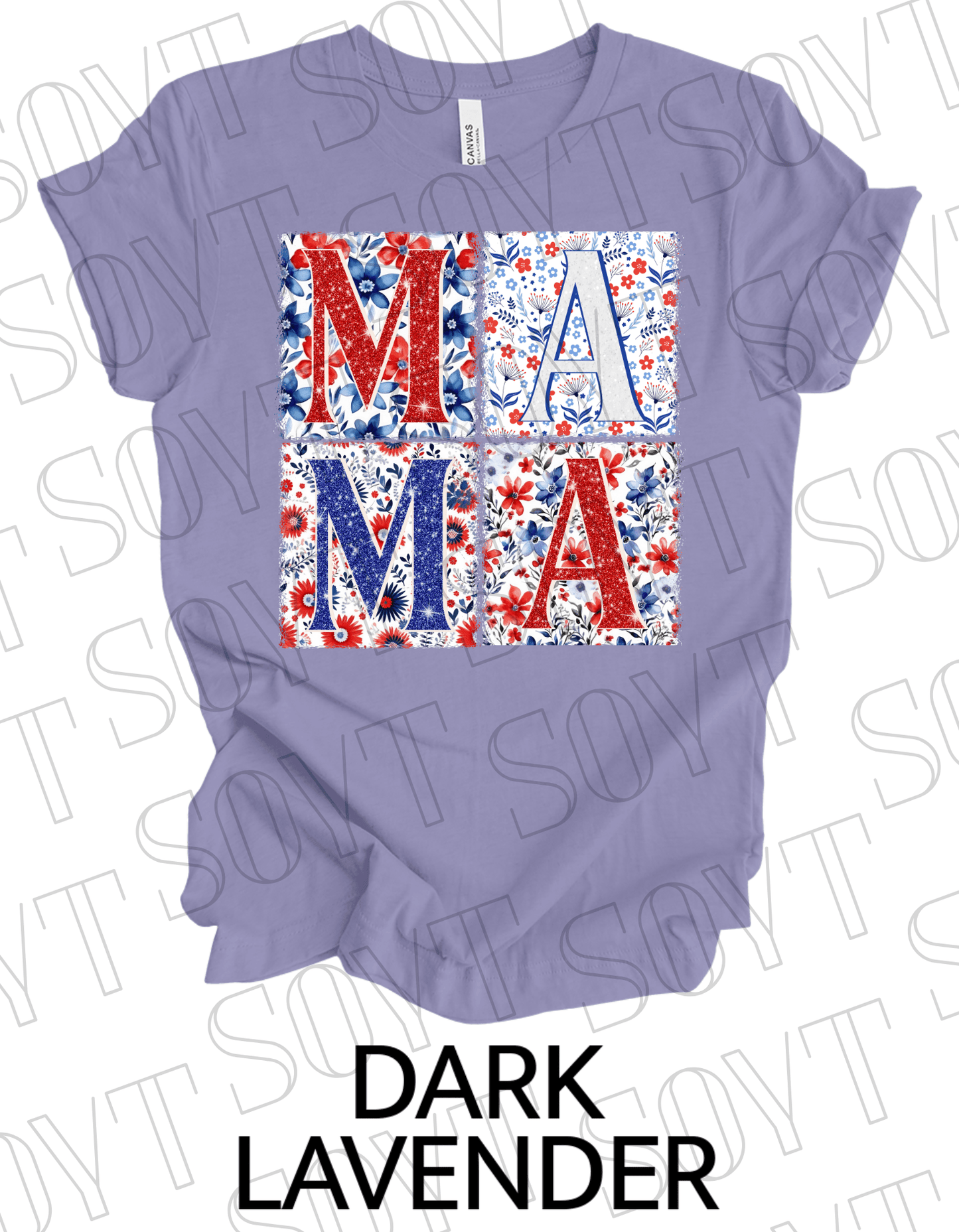 Patriotic MAMA Floral T-Shirt – Bella+Canvas 4th of July Mom Tee - Festive Apparel StoreDark Lavender