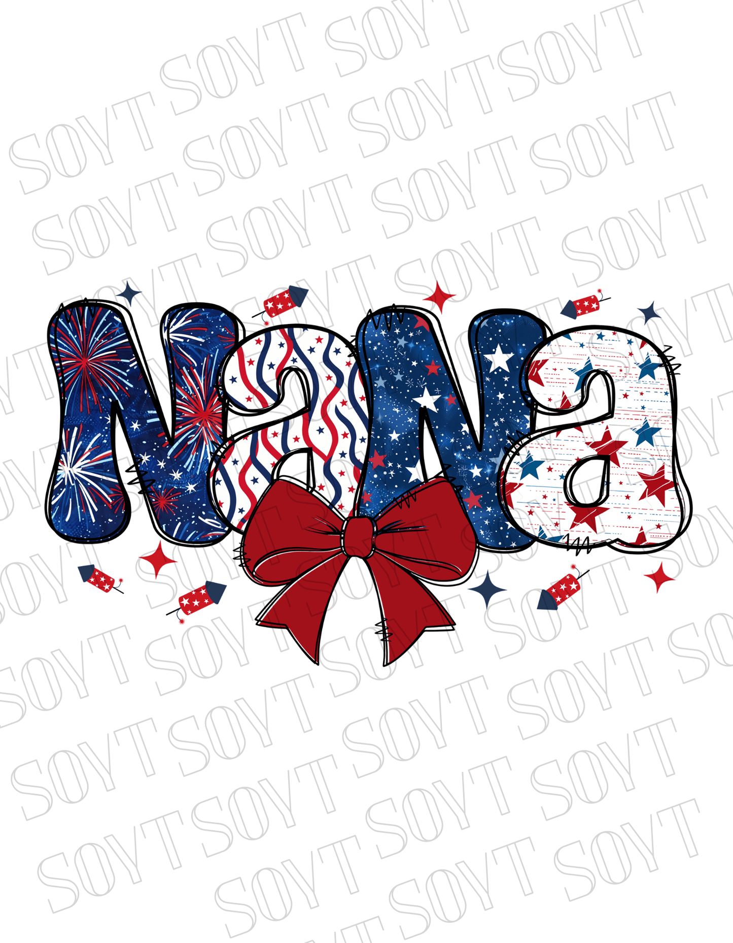 Patriotic Nana T-Shirt – 4th of July Grandma Shirt with Bow | Made in USA - Festive Apparel StoreWhite