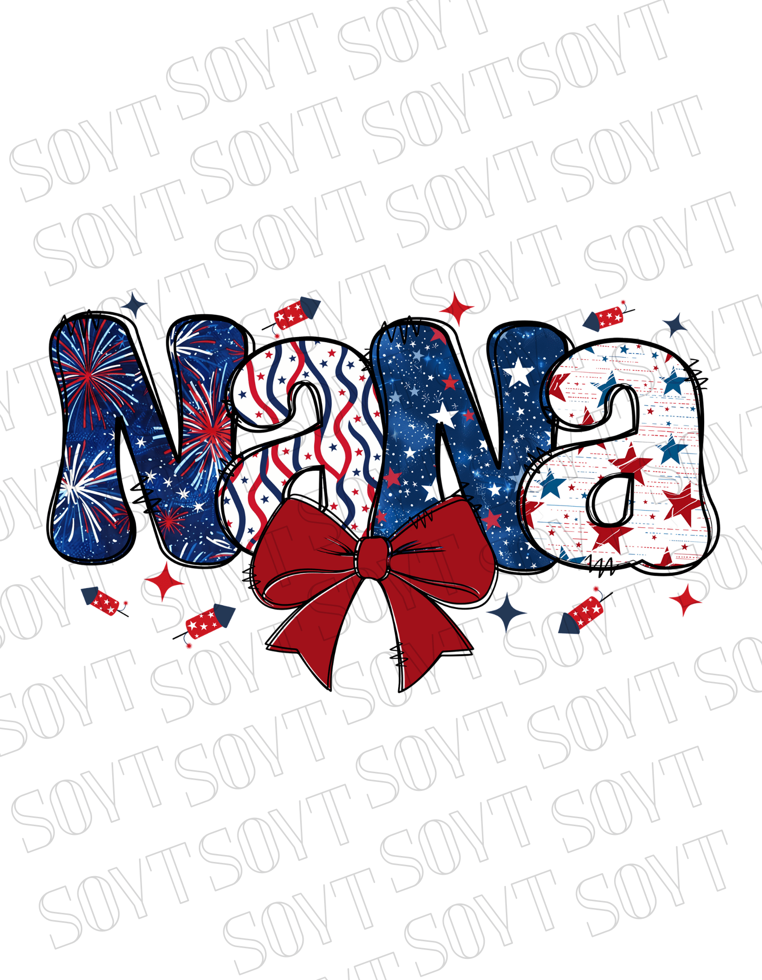 Patriotic Nana T-Shirt – 4th of July Grandma Shirt with Bow | Made in USA - Festive Apparel StoreWhite