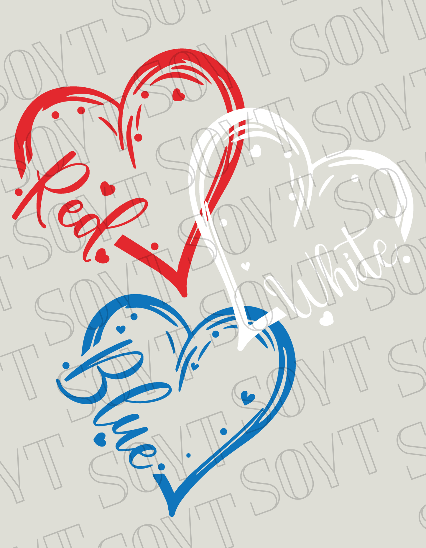 Red White Blue Hearts T-Shirt – Bella+Canvas Cute Patriotic Tee - Festive Apparel StoreRed