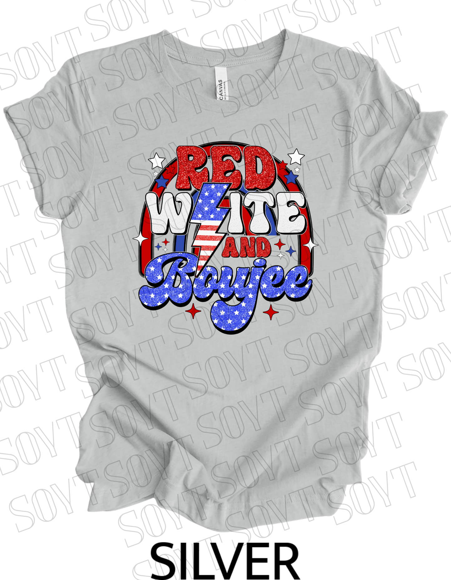 Red White & Boujee 4th of July T-Shirt – Bella+Canvas Women’s Patriotic Tee - Festive Apparel StoreSilver