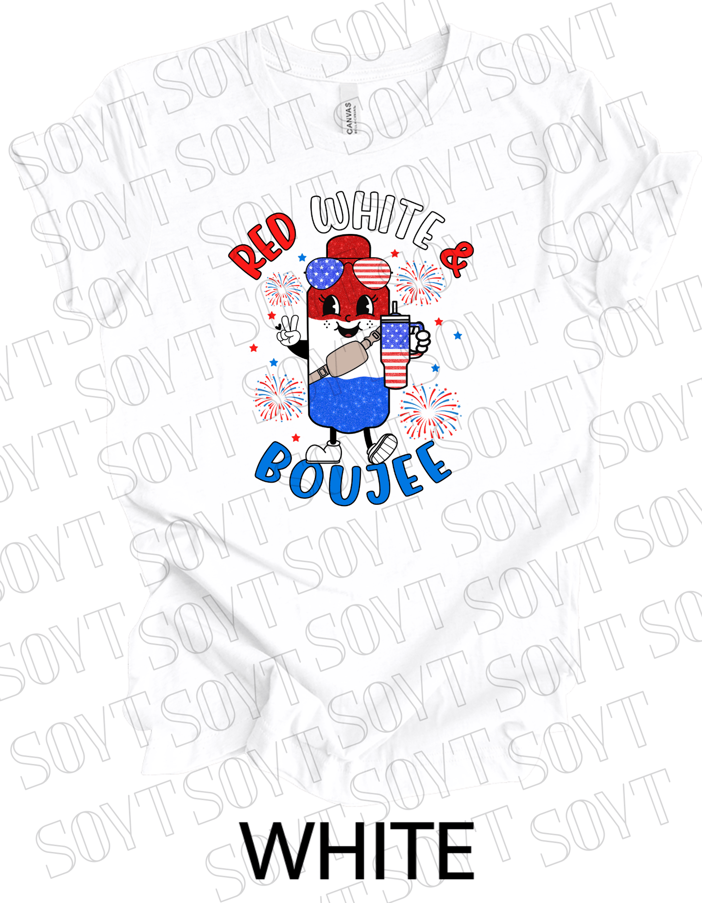 Red White & Boujee T-Shirt – Cute Patriotic 4th of July Sparkle Tee | Made in USA - Festive Apparel StoreWhite