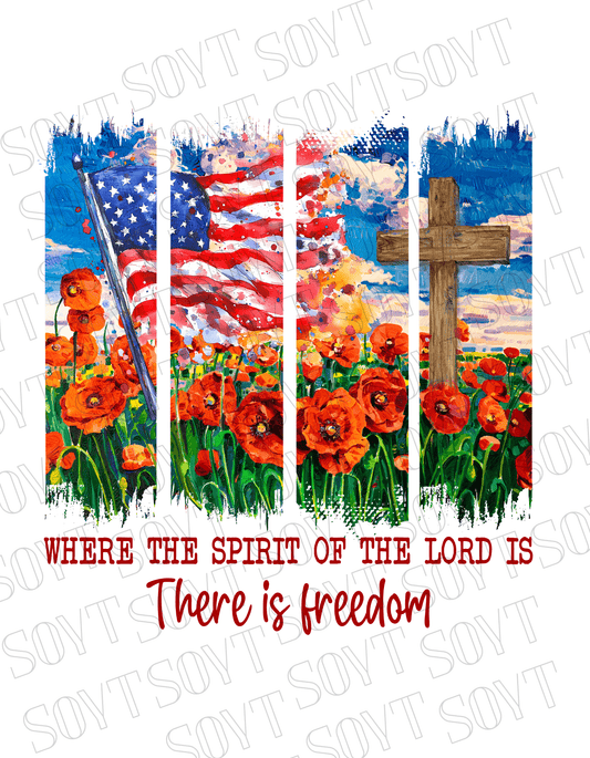 Spirit of the Lord Freedom T-Shirt – Christian Patriotic Poppy Flag Tee | Made in USA - Festive Apparel StoreWhite