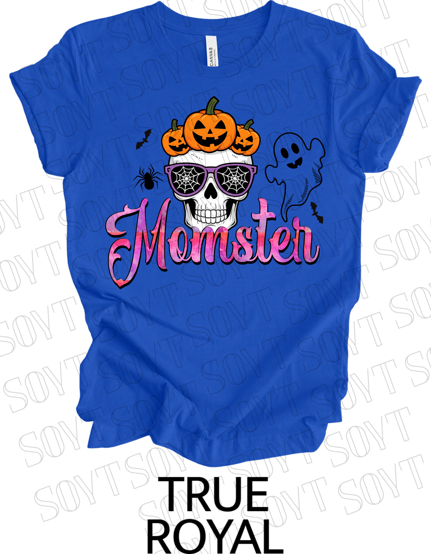 "Spooky Mama" Halloween T-Shirt – Cute Ghost & Pumpkin Graphic Tee for Moms - Festive Apparel StoreRoyal Blue