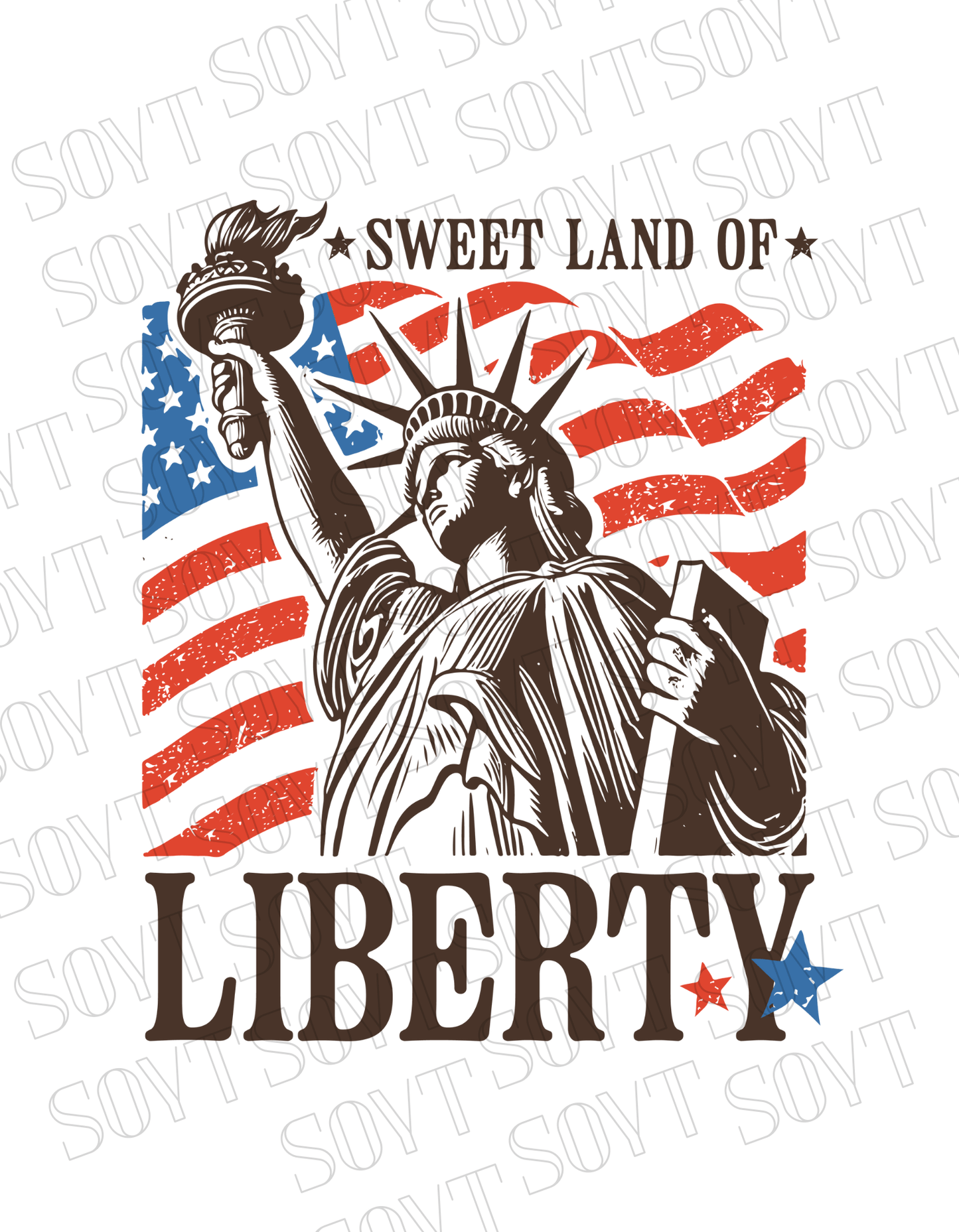 Sweet Land of Liberty T-Shirt – Bella+Canvas Patriotic Statue Tee - Festive Apparel StoreRed