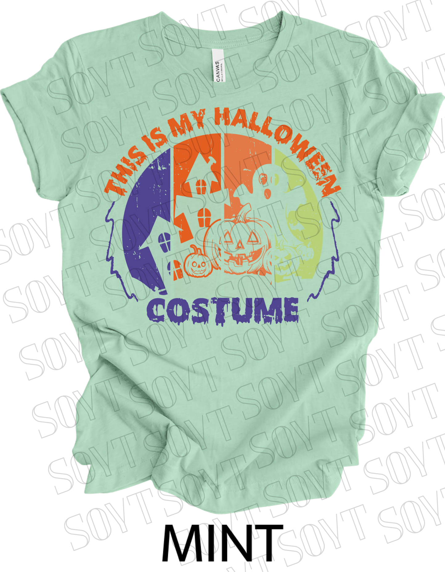 "This Is My Halloween Costume" T-Shirt – Funny Retro Ghost & Pumpkin Graphic Tee - Festive Apparel StoreMint