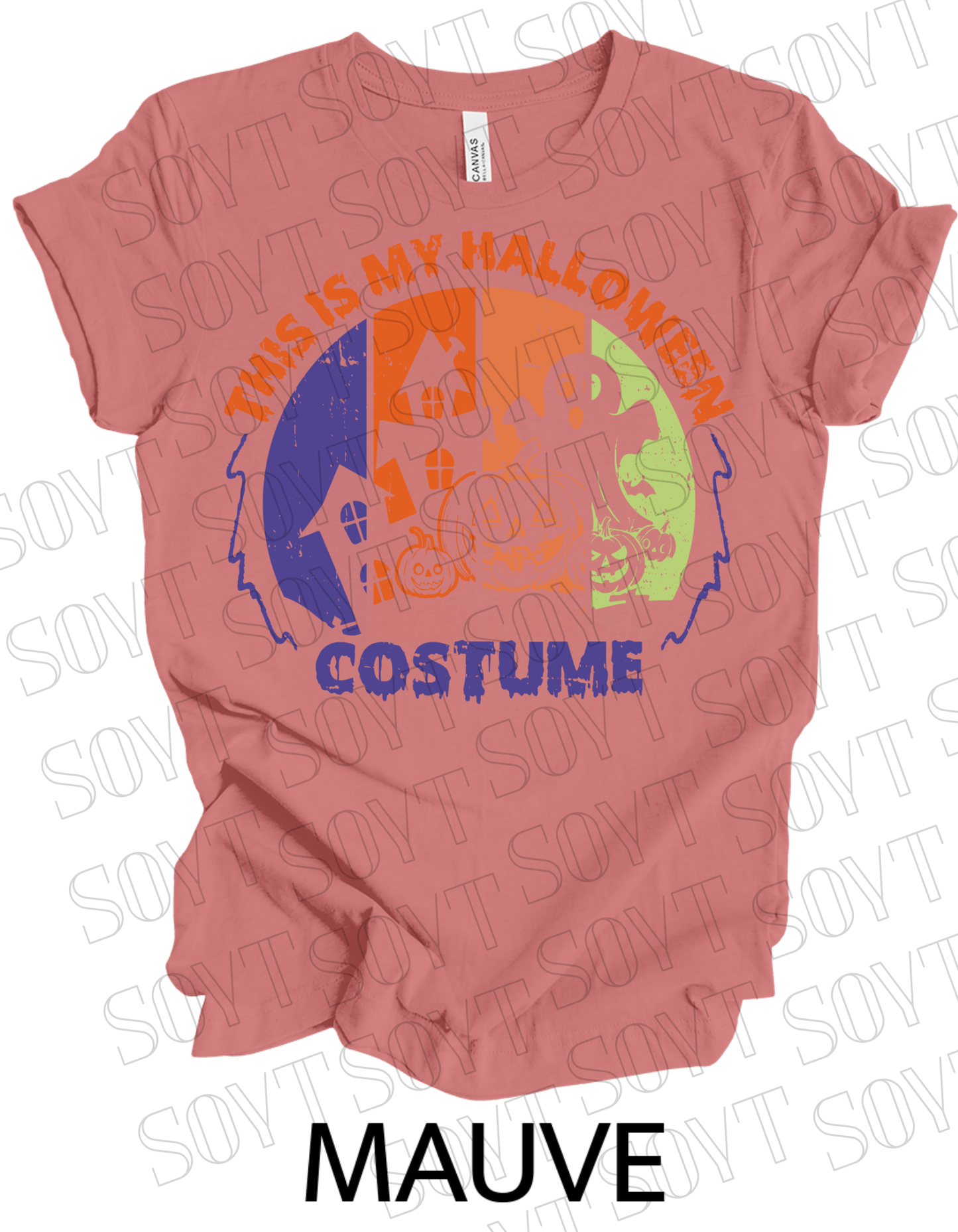 "This Is My Halloween Costume" T-Shirt – Funny Retro Ghost & Pumpkin Graphic Tee - Festive Apparel StoreMauve