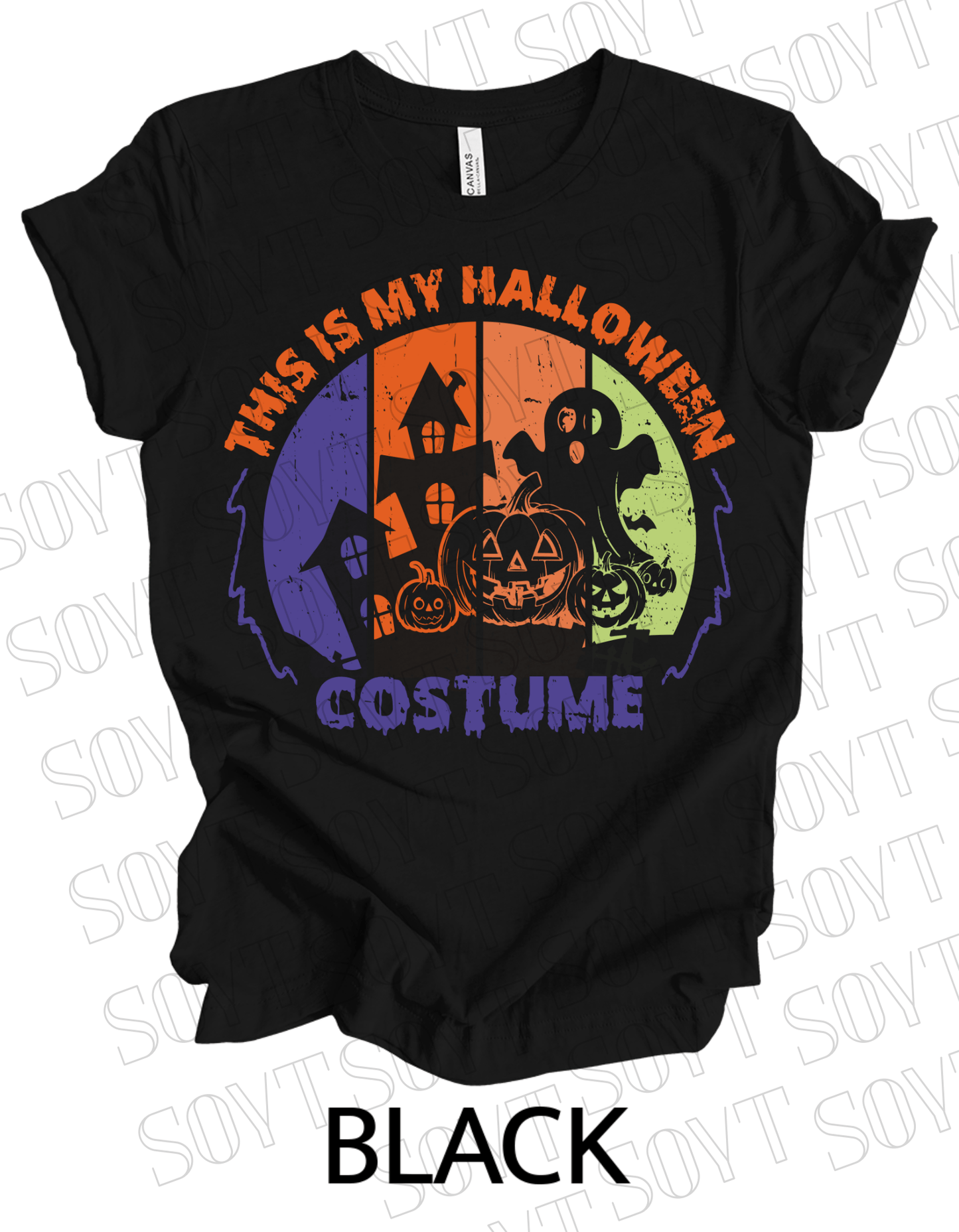 "This Is My Halloween Costume" T-Shirt – Funny Retro Ghost & Pumpkin Graphic Tee - Festive Apparel StoreBlack