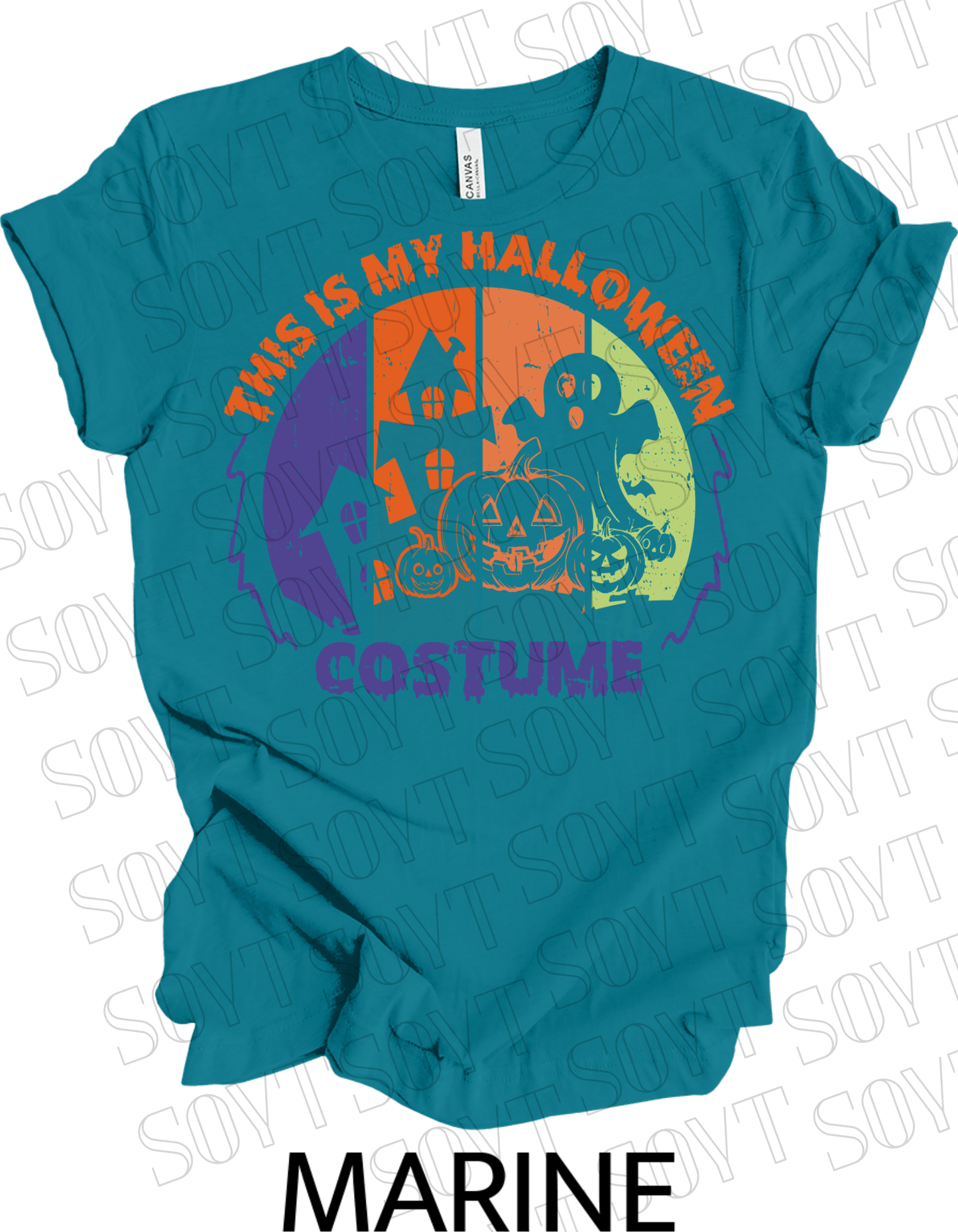 "This Is My Halloween Costume" T-Shirt – Funny Retro Ghost & Pumpkin Graphic Tee - Festive Apparel StoreMarine