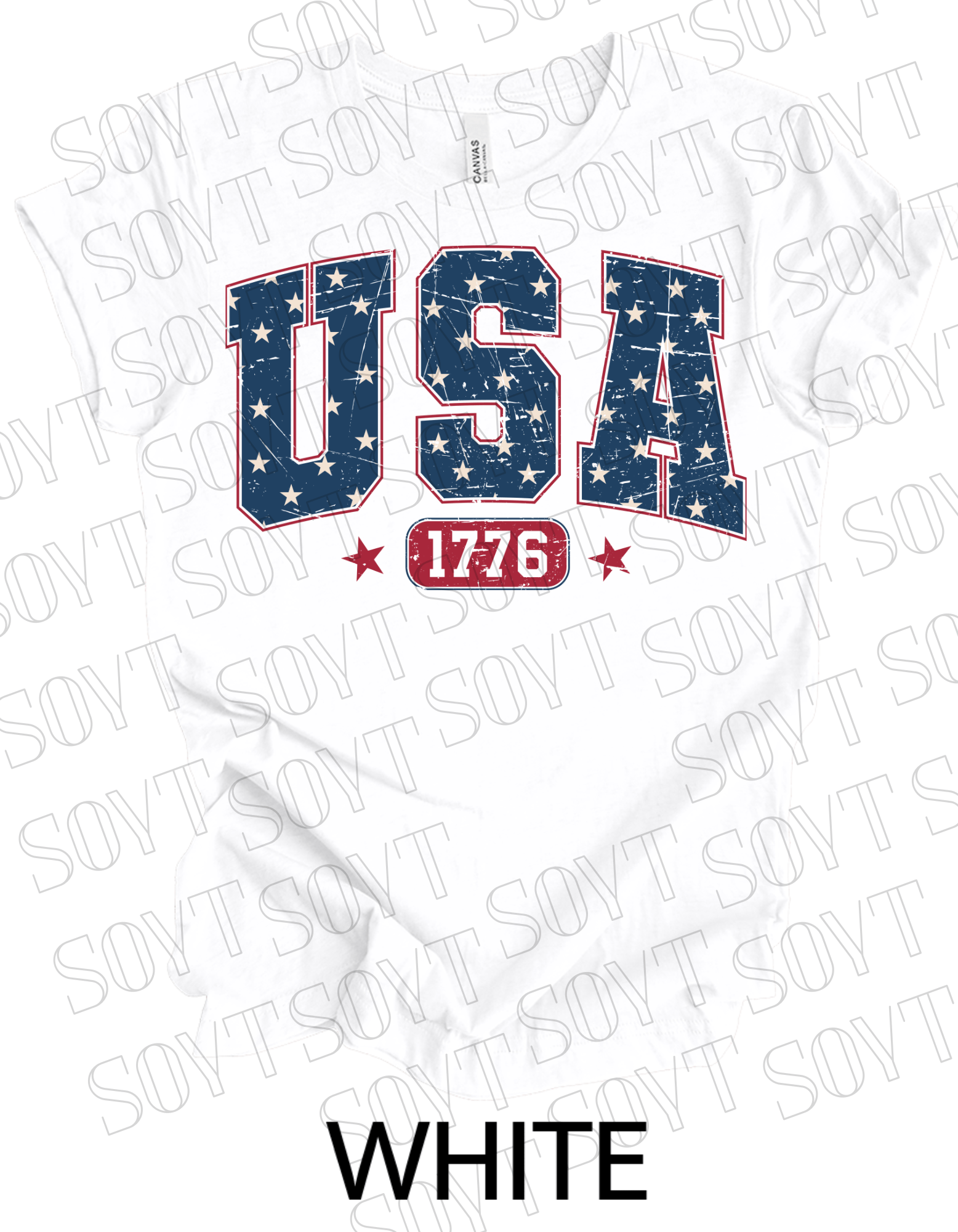 USA 1776 Vintage T-Shirt – Bella+Canvas Classic Patriotic Tee - Festive Apparel StoreWhite