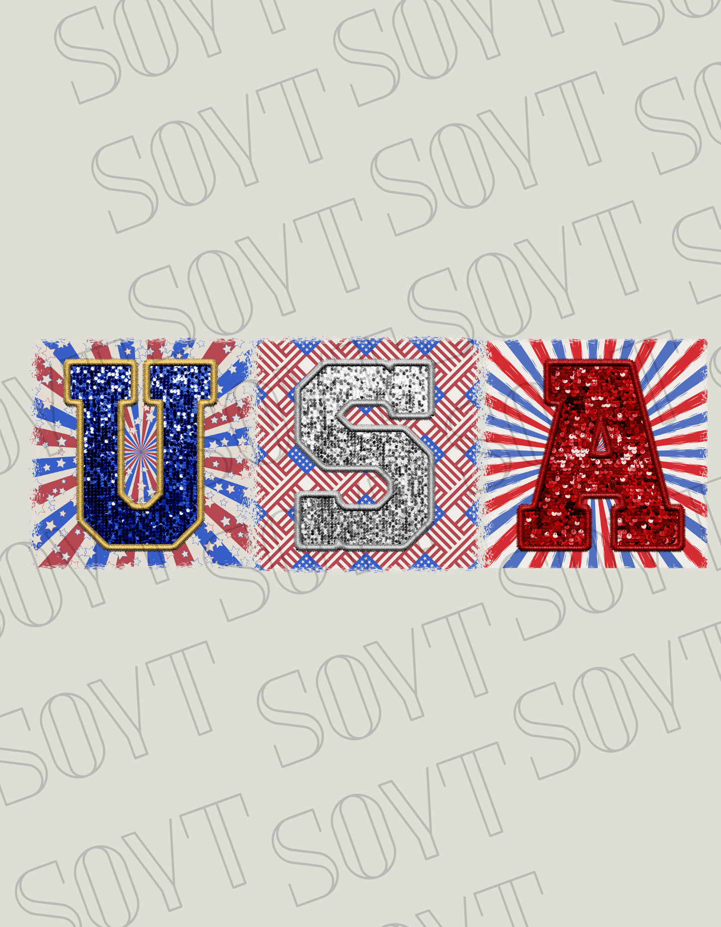 USA Glitter Block T-Shirt – Bella+Canvas Patriotic Squares Tee - Festive Apparel StoreRed