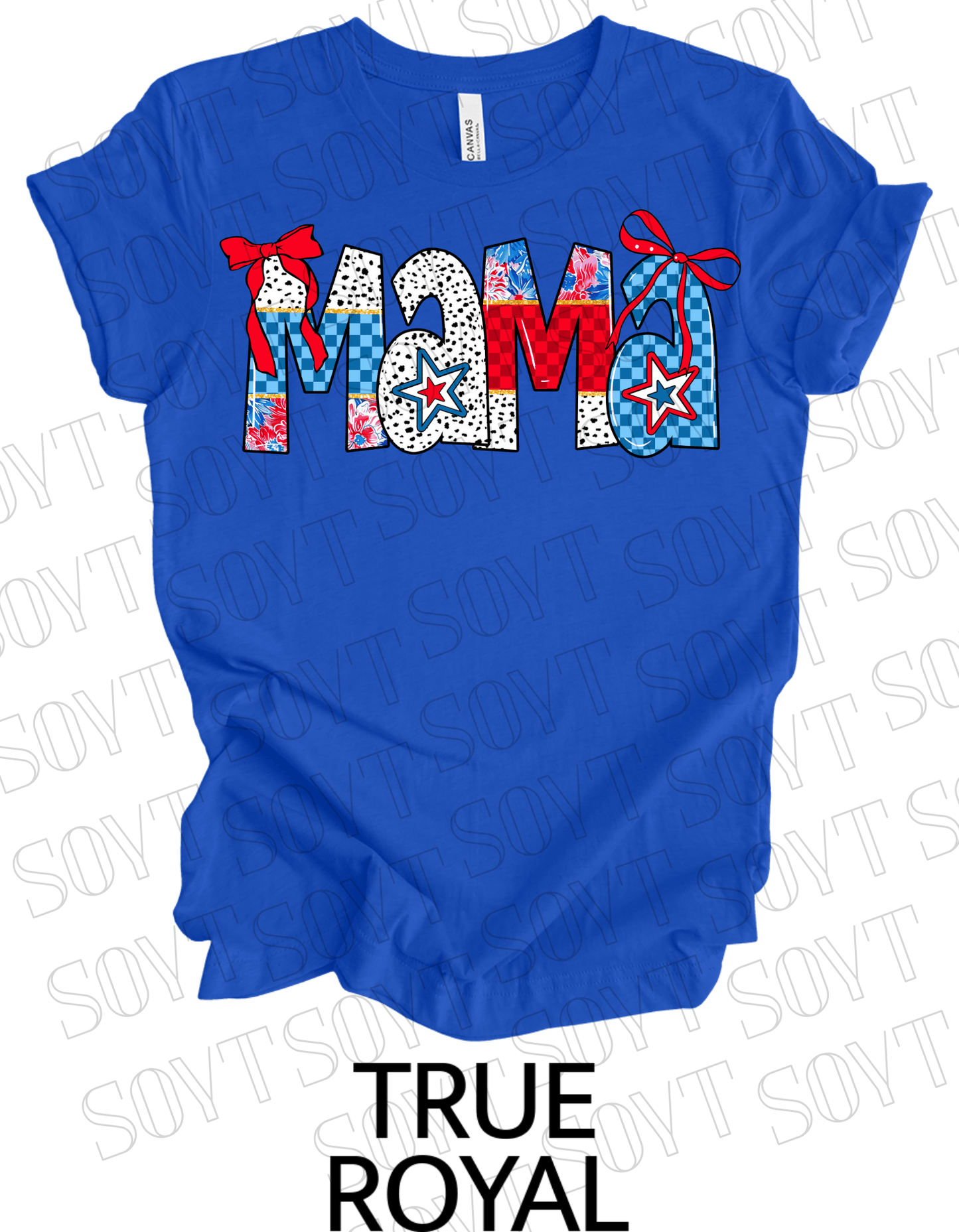 USA Mama 4th of July T-Shirt – Patriotic Red, White & Blue Stars and Stripes Design - Festive Apparel StoreRoyal Blue