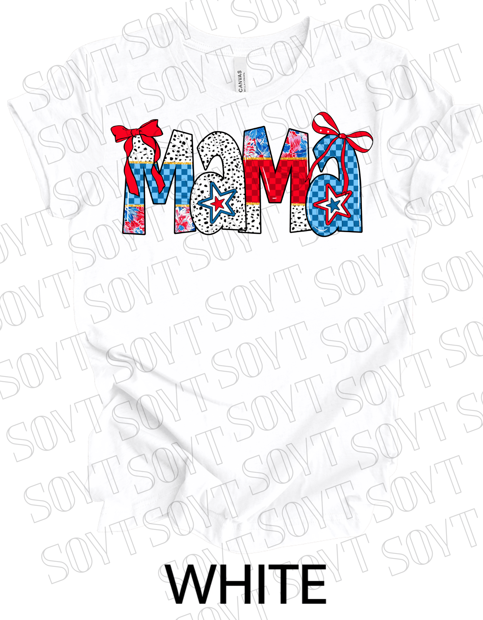 USA Mama 4th of July T-Shirt – Patriotic Red, White & Blue Stars and Stripes Design - Festive Apparel StoreWhite