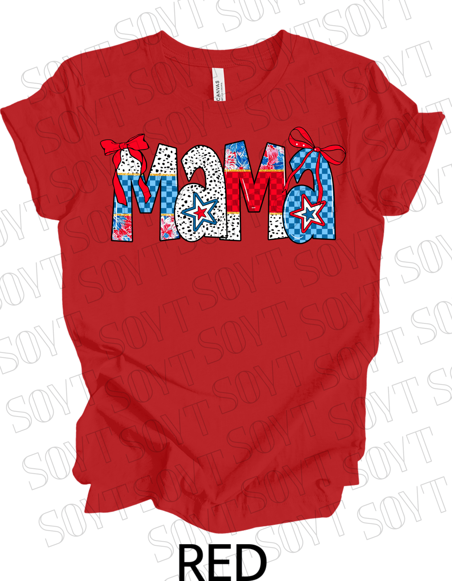 USA Mama 4th of July T-Shirt – Patriotic Red, White & Blue Stars and Stripes Design - Festive Apparel StoreRed